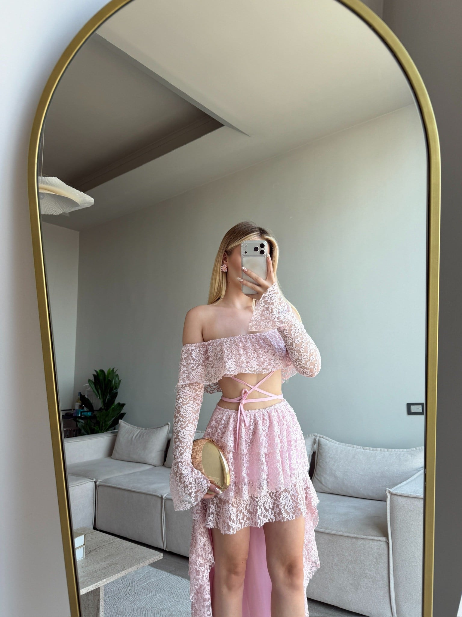 Prakas Pink Dantel Takım