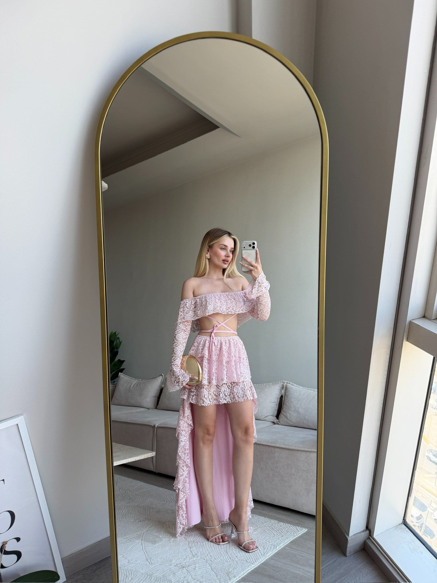 Prakas Pink Dantel Takım