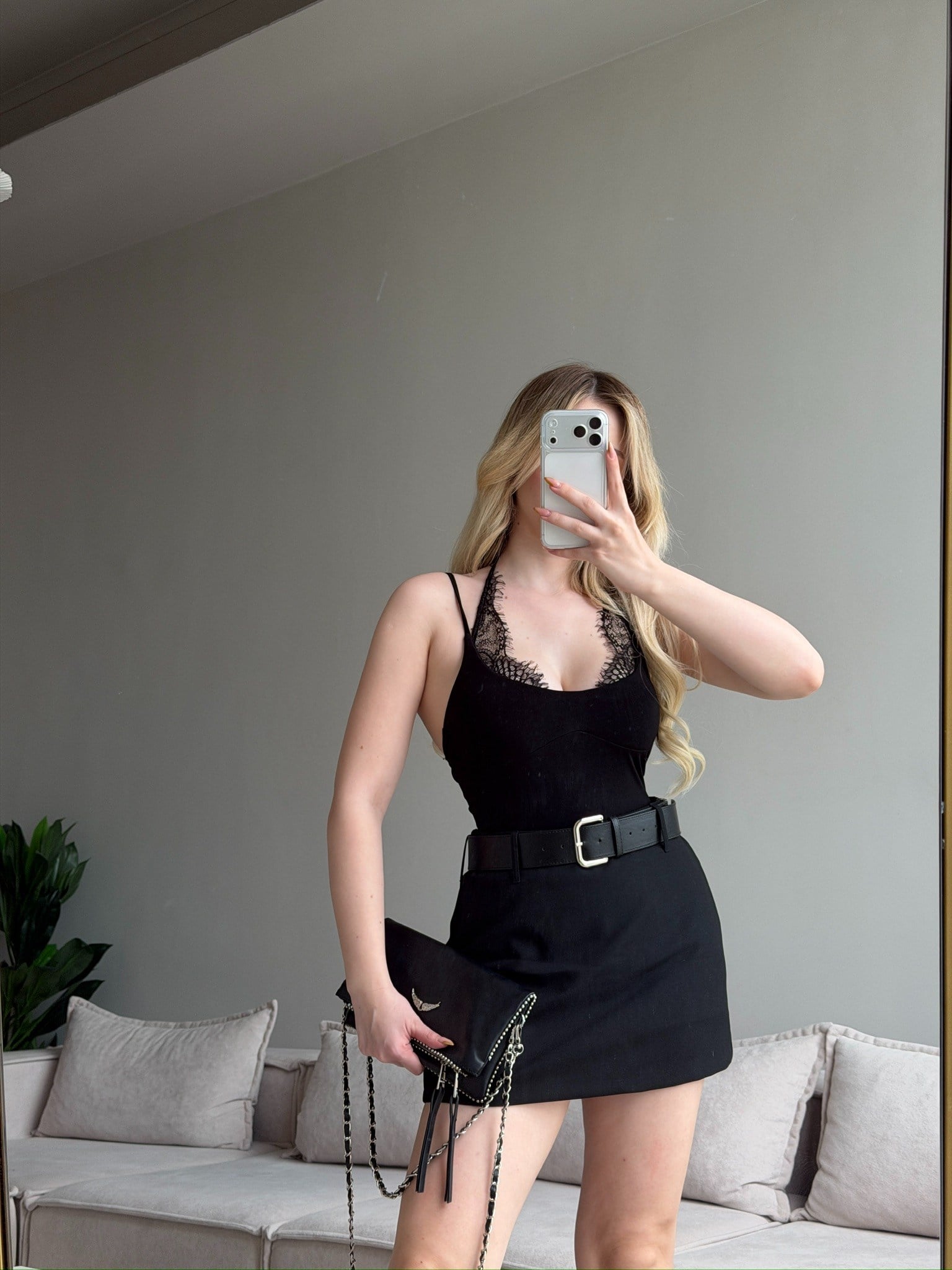 Rosela Black Kemerli Şort Etek 