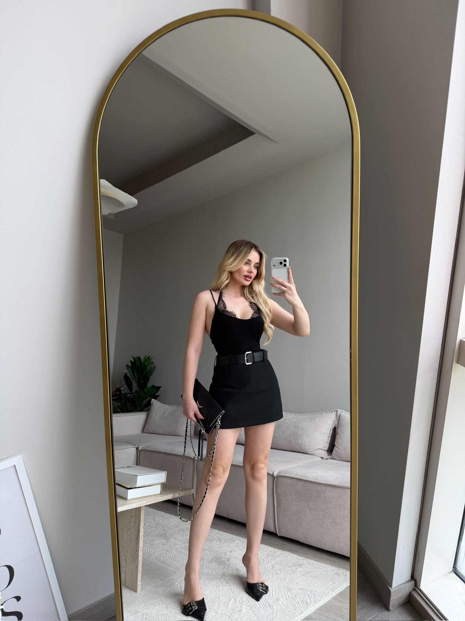 Rosela Black Kemerli Şort Etek 