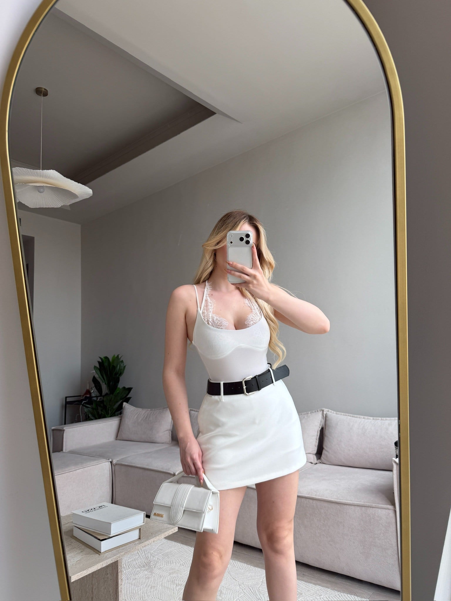 Rosela White Kemerli Şort Etek 
