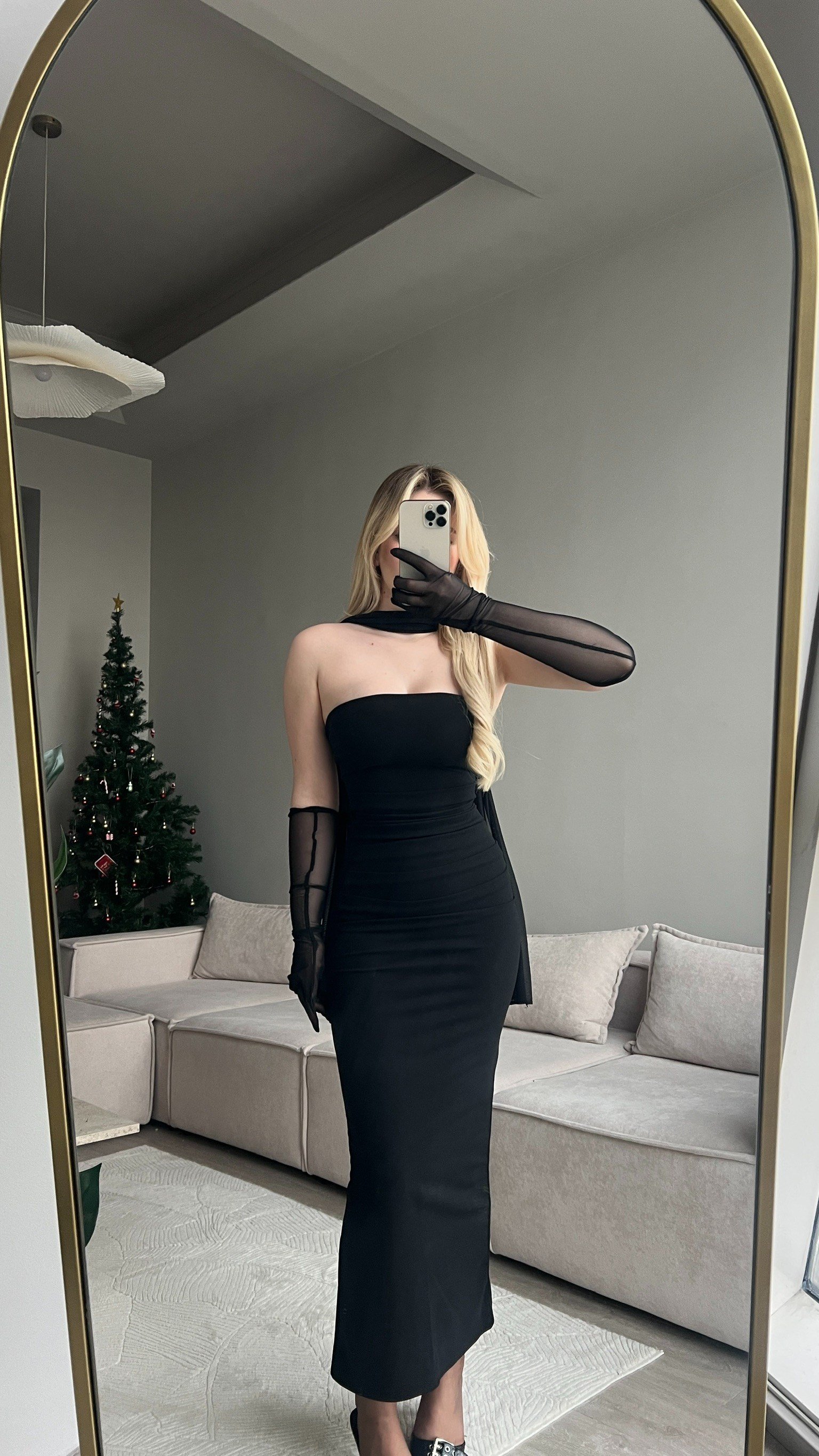 Scrabe Black Eldivenli Elbise