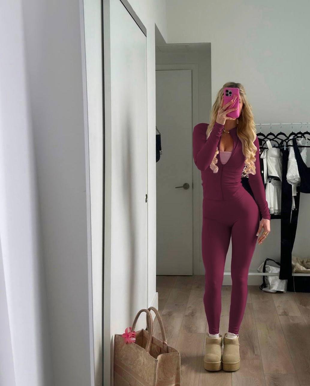 Scuba Claret Red Hırka Tayt Takım