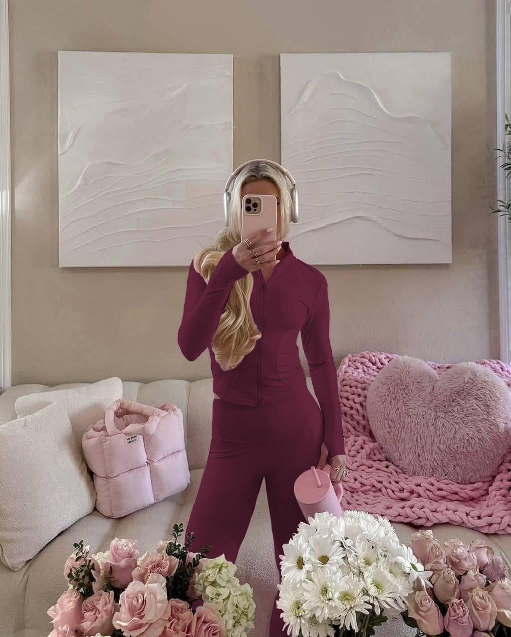 Scuba Claret Red Hırka Tayt Takım