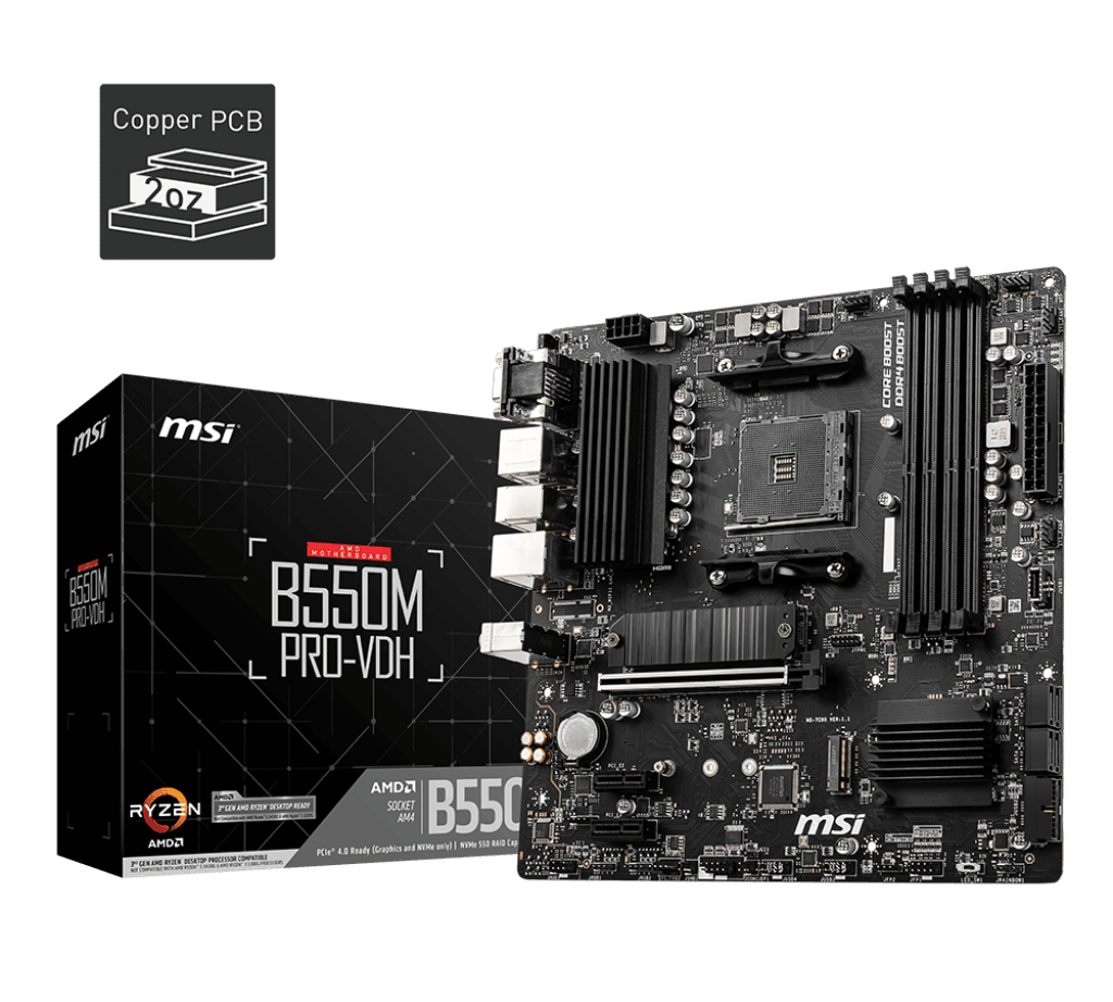 MSI B550M PRO-VDH DDR4 4400MHZ 1XVGA 1XHDMI 1XDP 2XM.2 USB 3.2 MATX AM4 (AMD 5000 VE 3000 SERİSİ İŞLEMCİ UYUMLU)