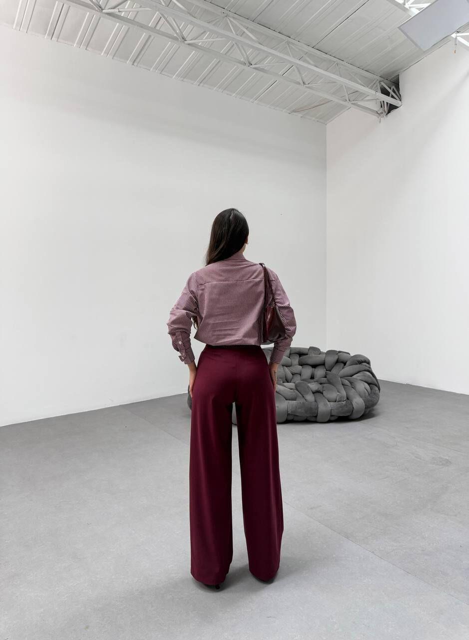 Gold Düğme Detaylı Pileli Pantalon