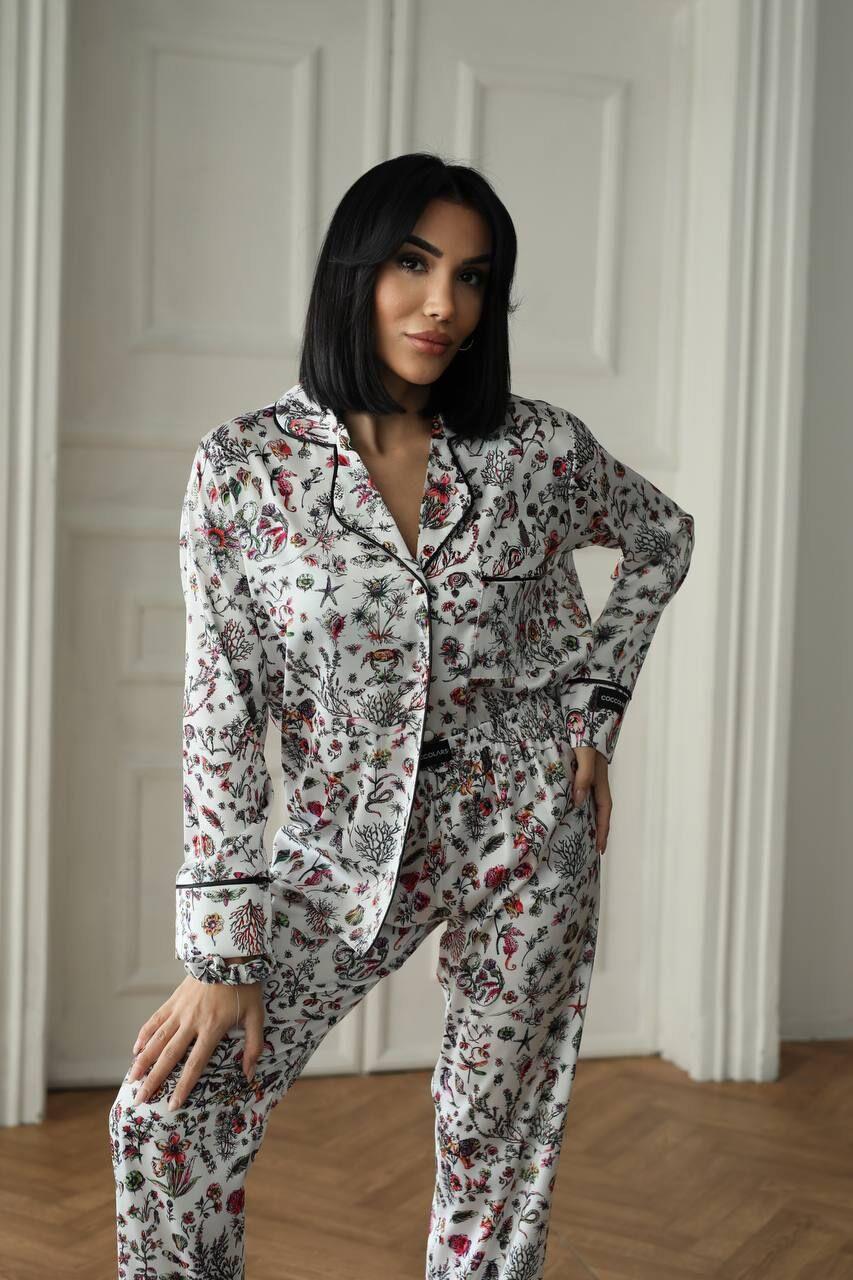 İpek Saten Pijama Yılan Desenli
