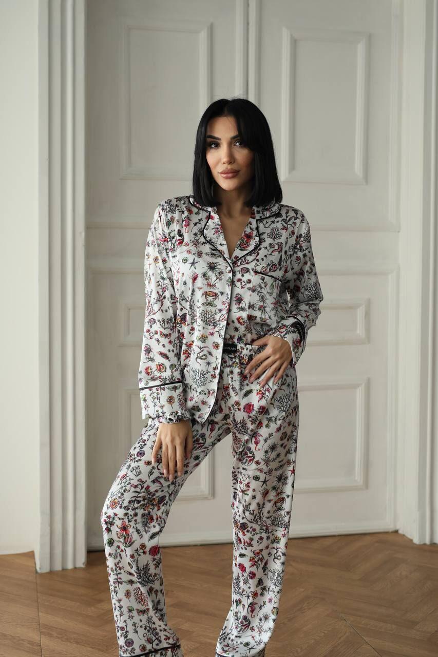 İpek Saten Pijama Yılan Desenli
