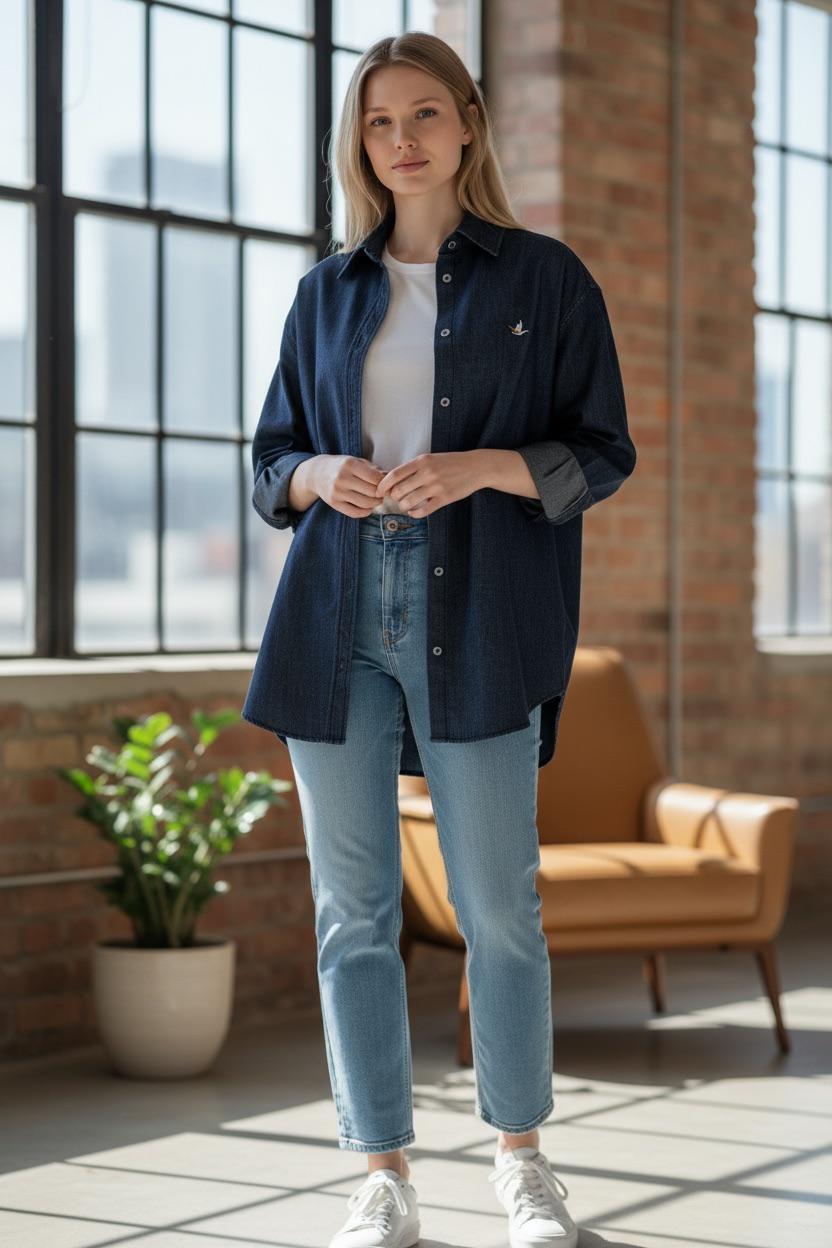 City Elegance Denim Gömlek