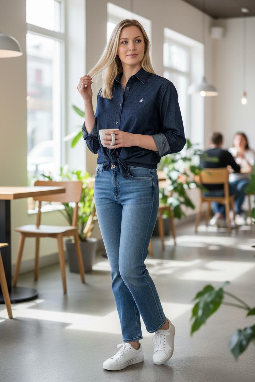 City Elegance Denim Gömlek