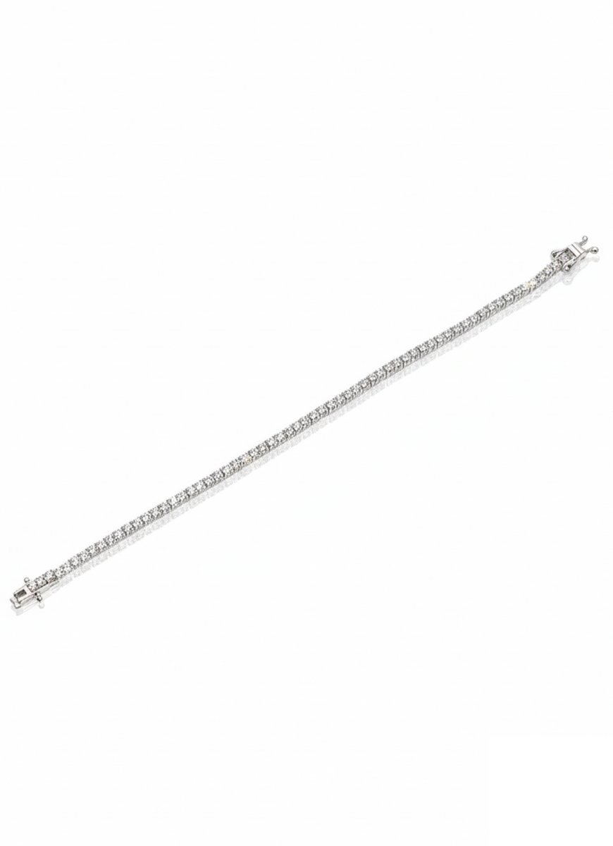 Gümüş 2 mm Suyolu Beyaz Taşlı Bileklik