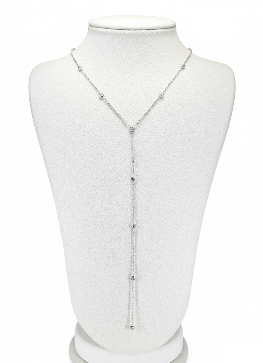 Gümüş Lariat Stil Sallantılı Gerdanlık