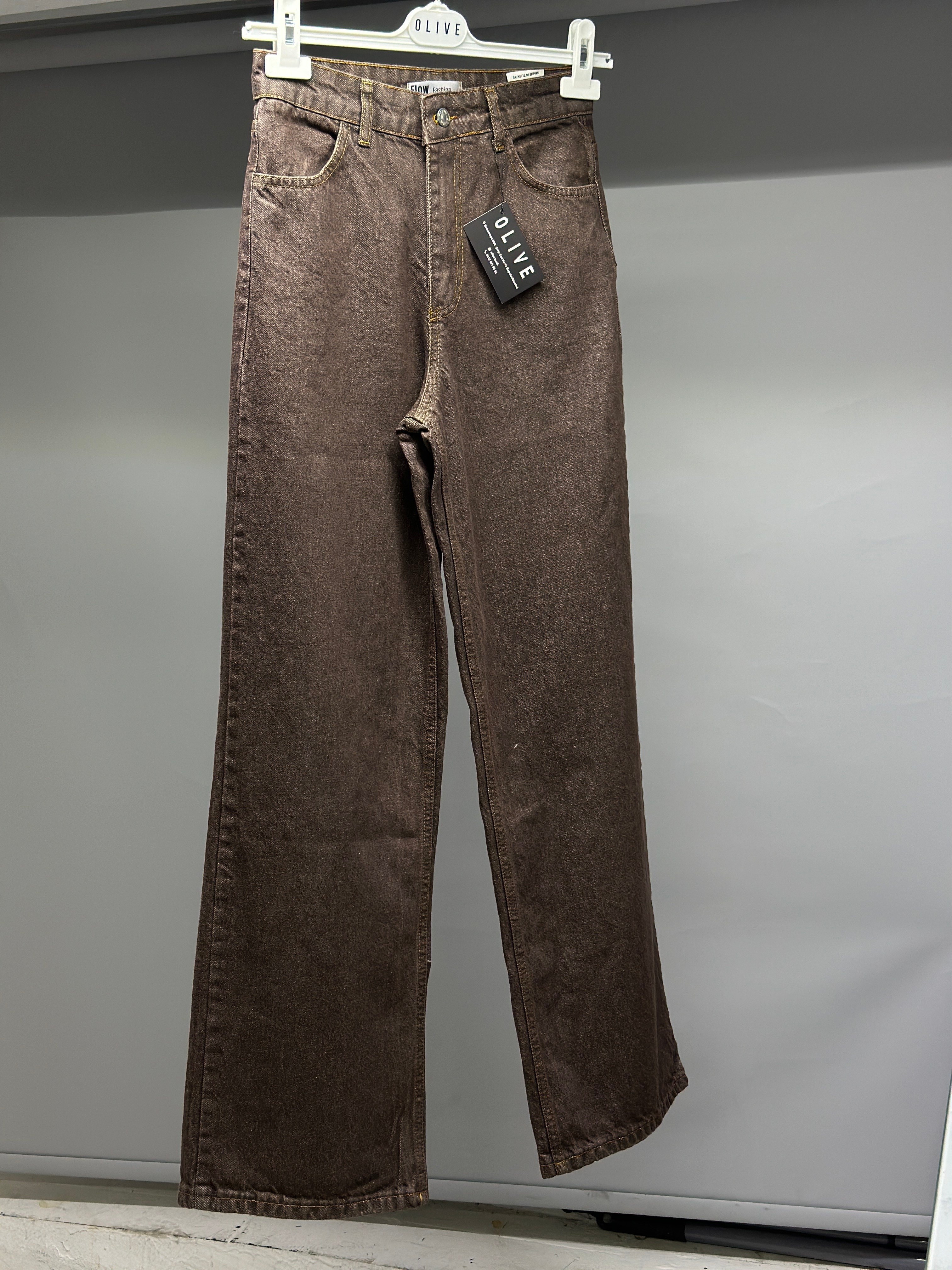 OLIVE-0275-1 JEAN PANTOLON KAHVE