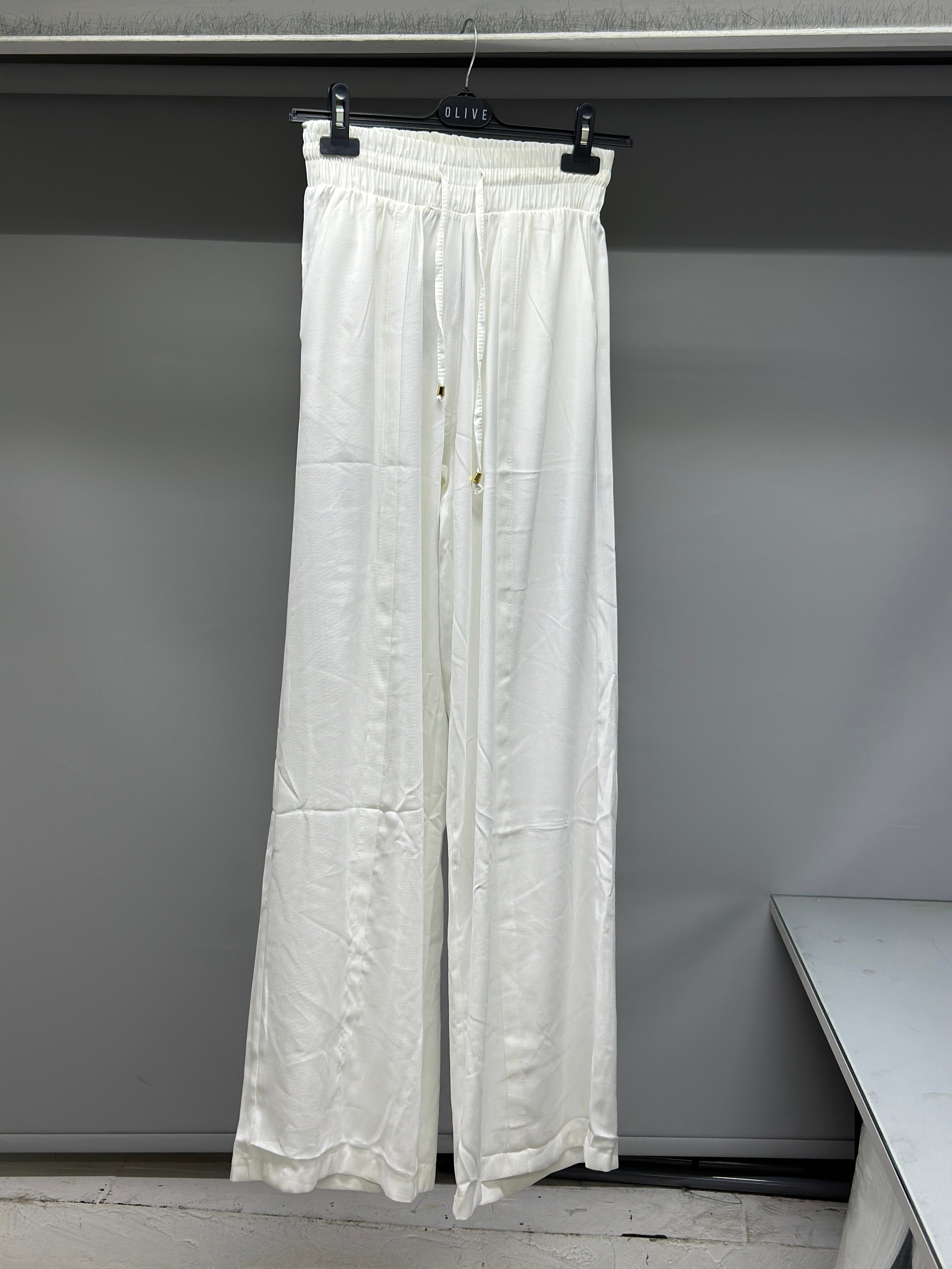 OLIVE-0893 DİKİŞLİ TENSEL PANTOLON EKRU