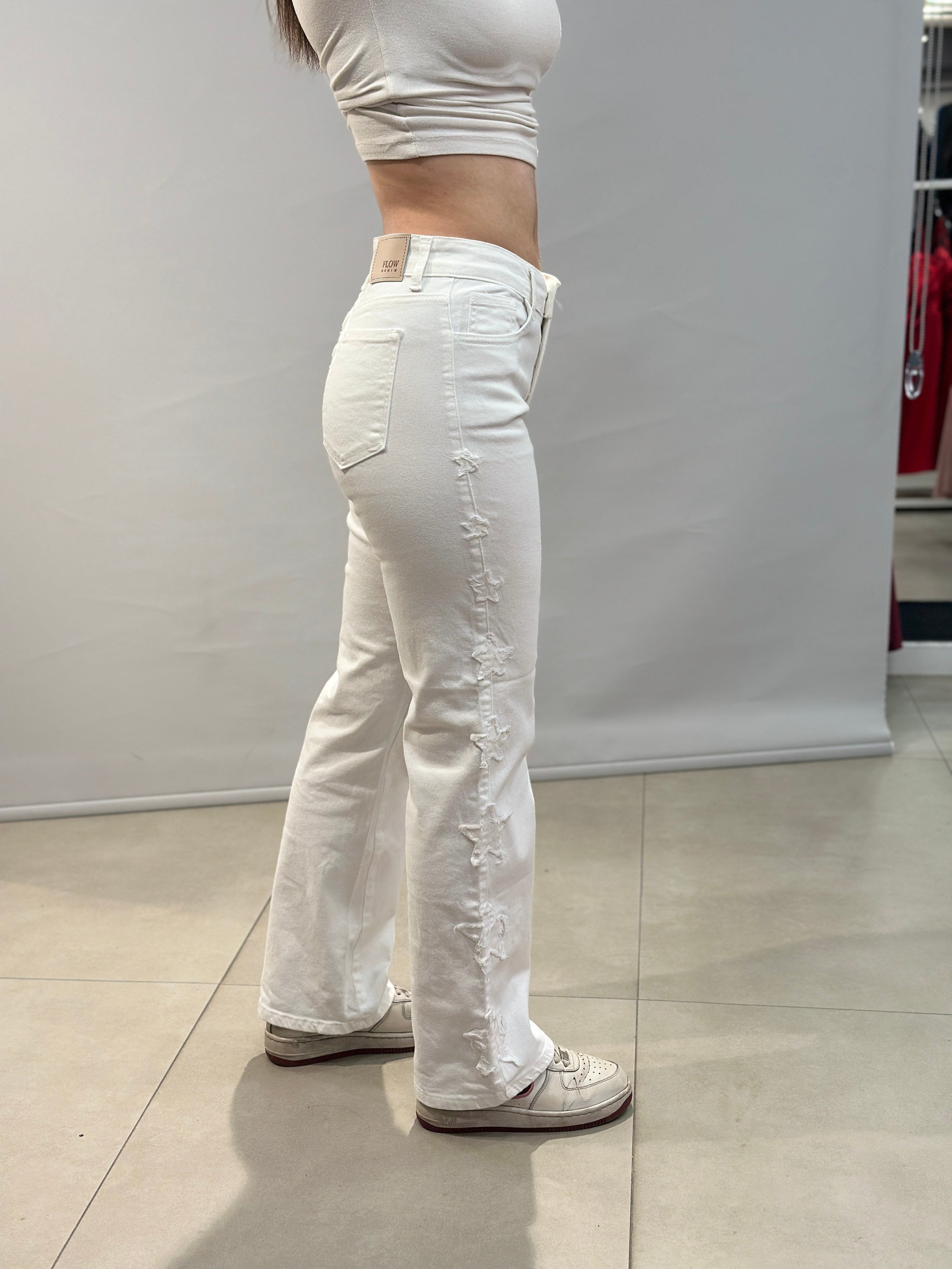OLIVE-0960 YILDIZ DETAY JEAN BEYAZ