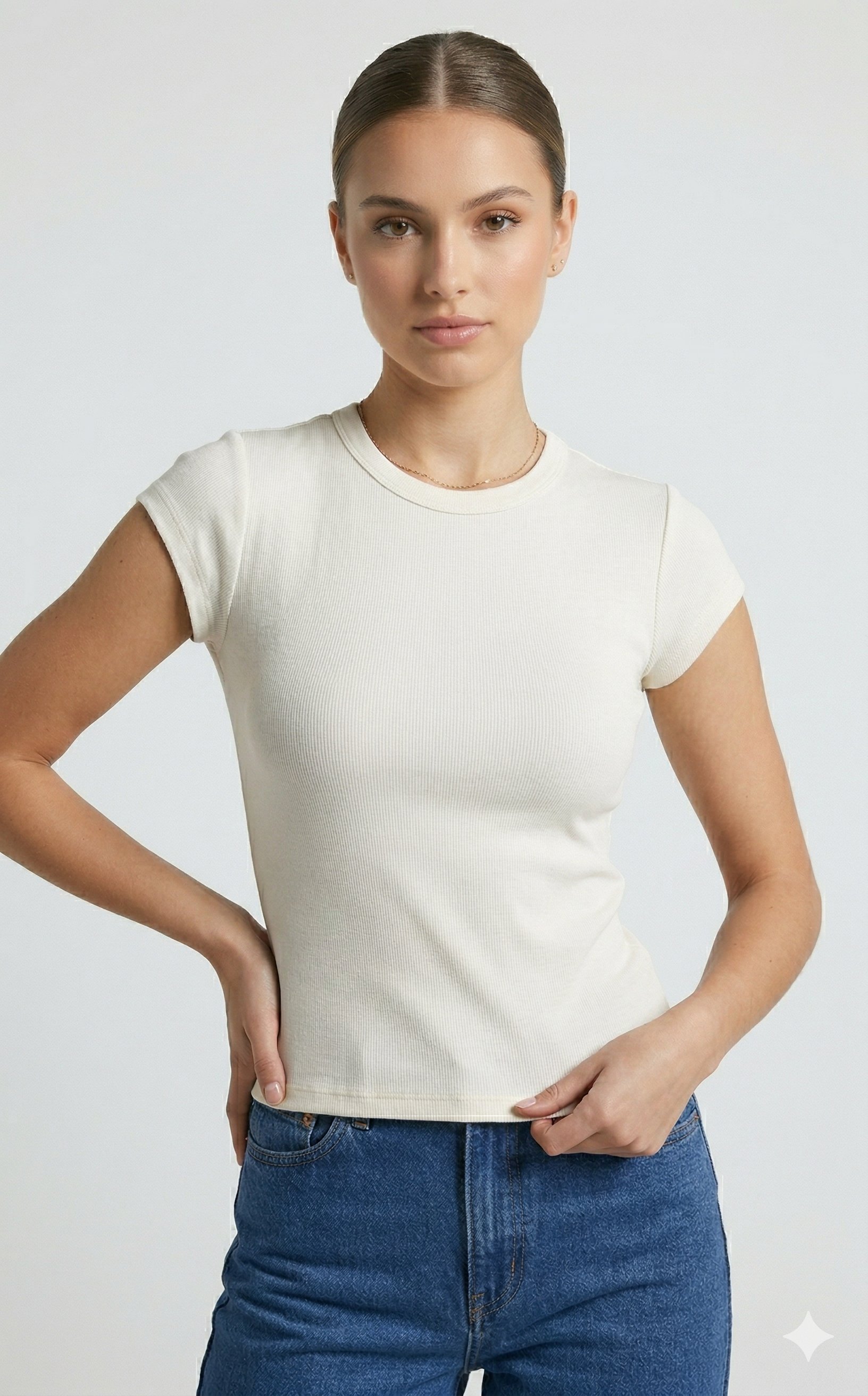 OLIVE-1448 KARPUZ KOL BODY EKRU
