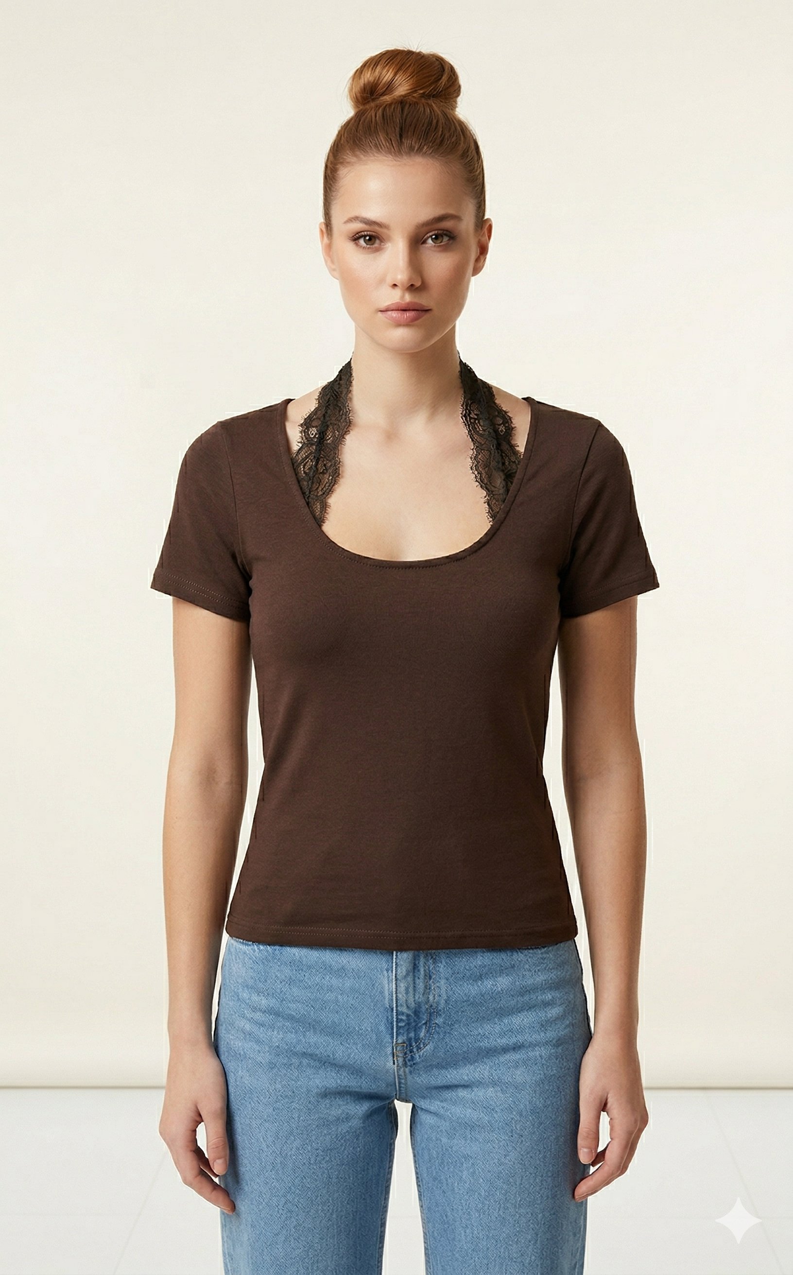 OLIVE-1560 BOYUN DANTEL BODY KAHVE