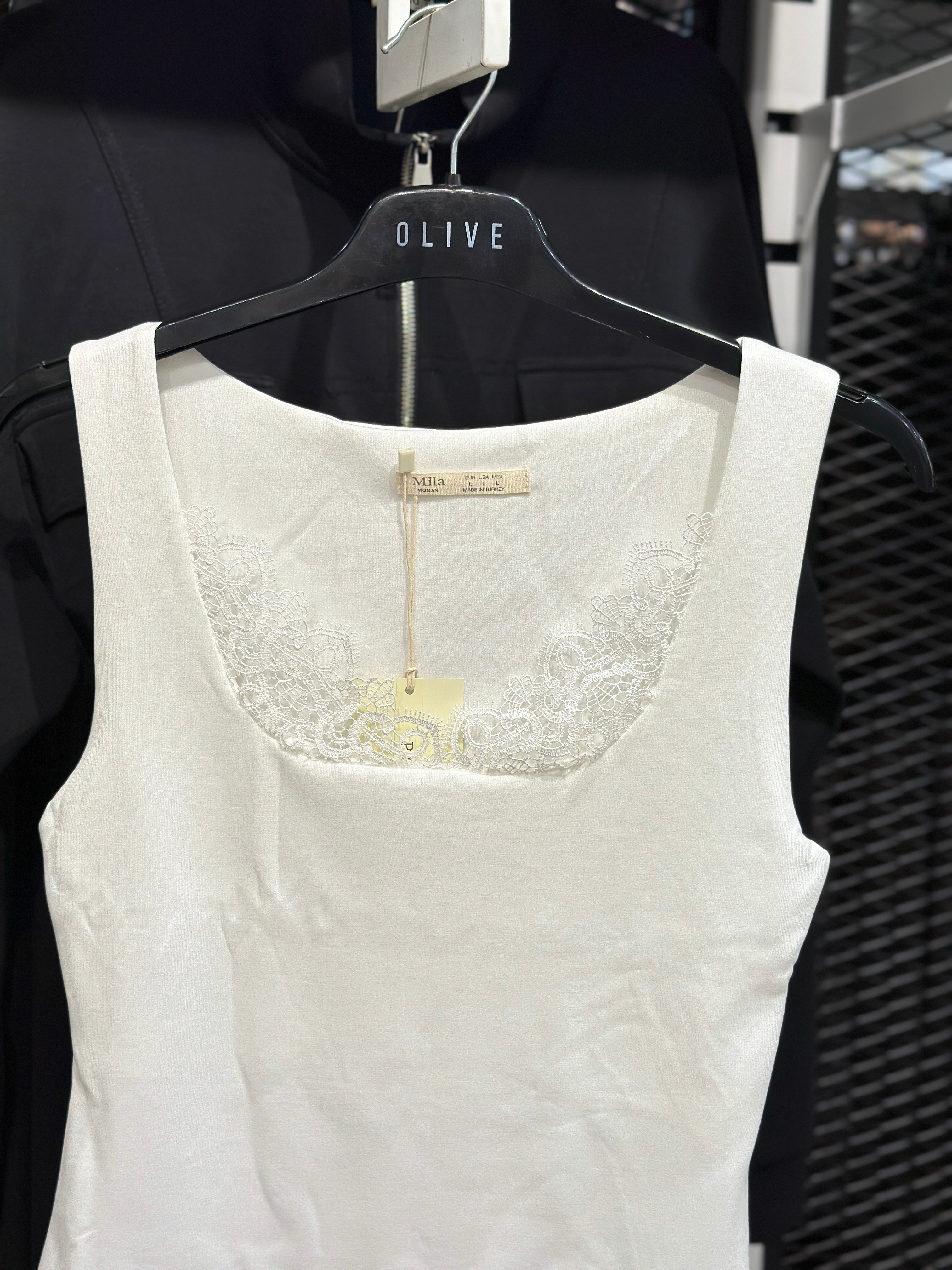 OLIVE-1574 DANTEL KARE YAKA BODY BEYAZ