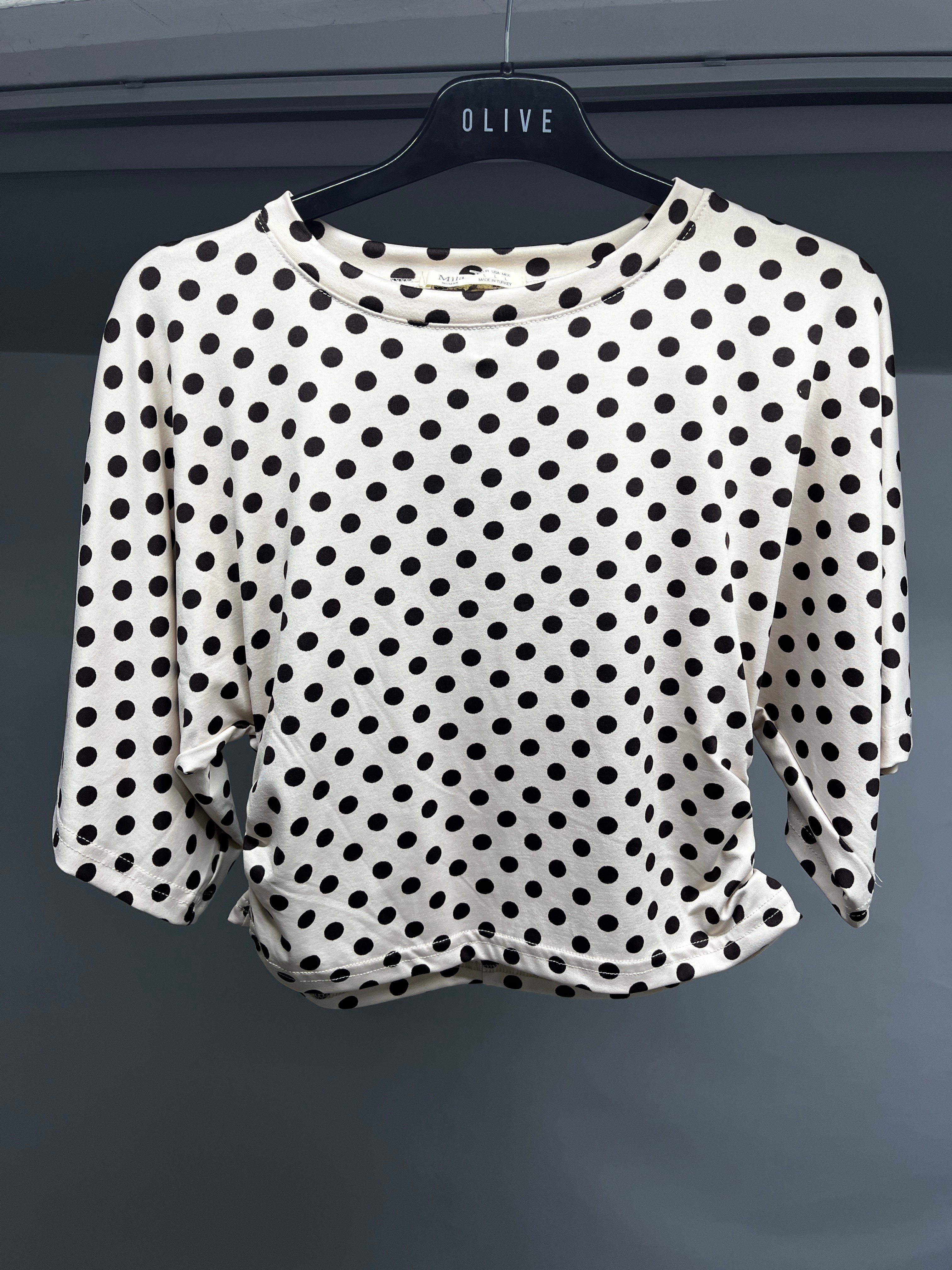 OLIVE-1595 PUANTİYE BÜZGÜ TSHIRT TAŞ