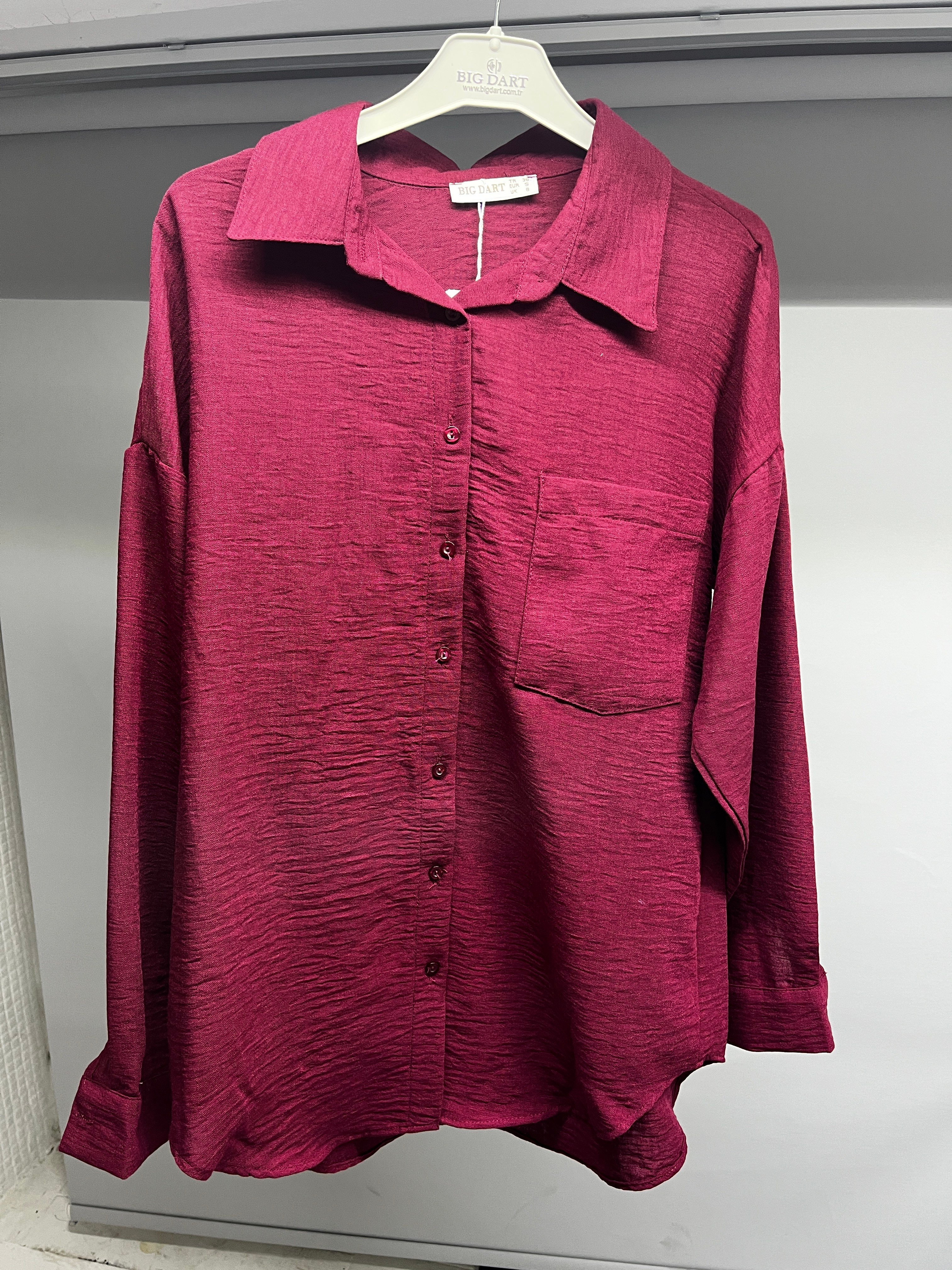 OLIVE-20153 KETEN GÖMLEK BORDO