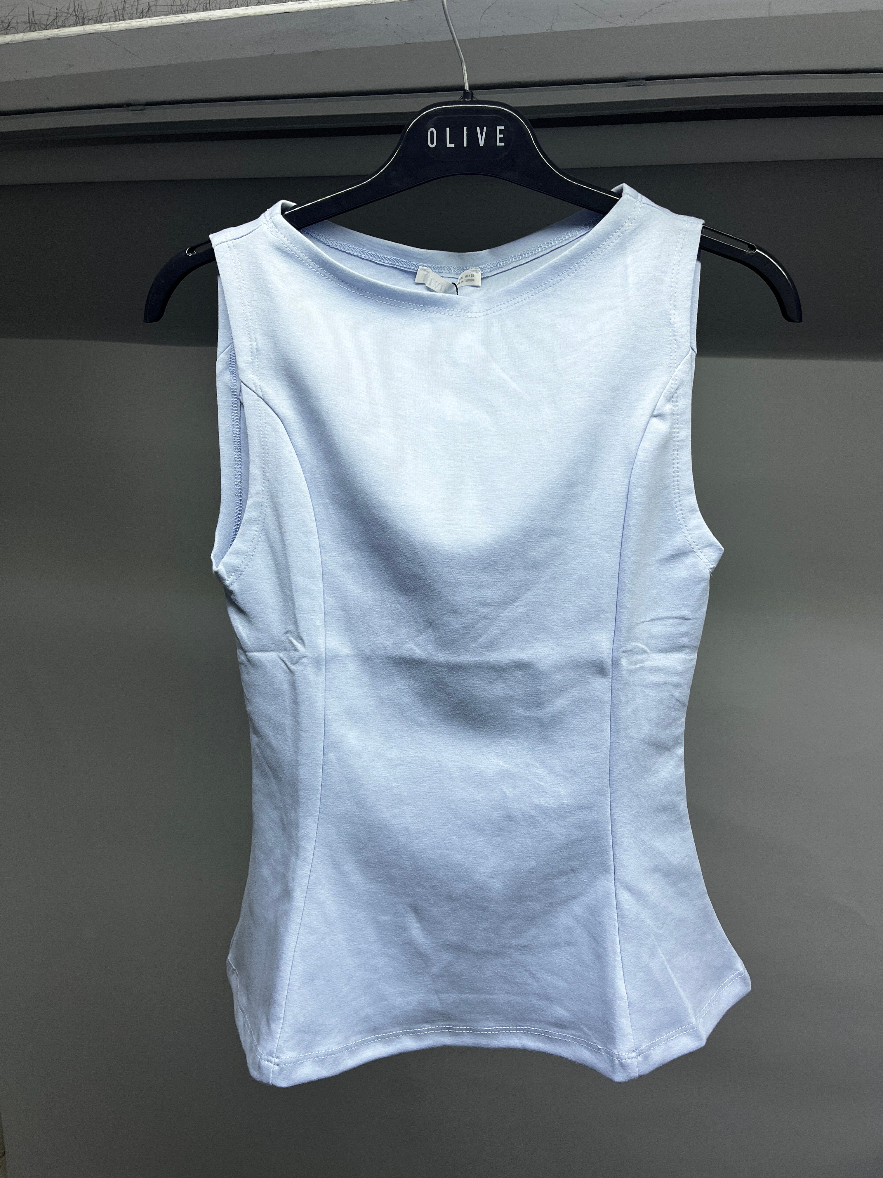 OLIVE-21001 PEPLUM TOP AÇIK MAVİ