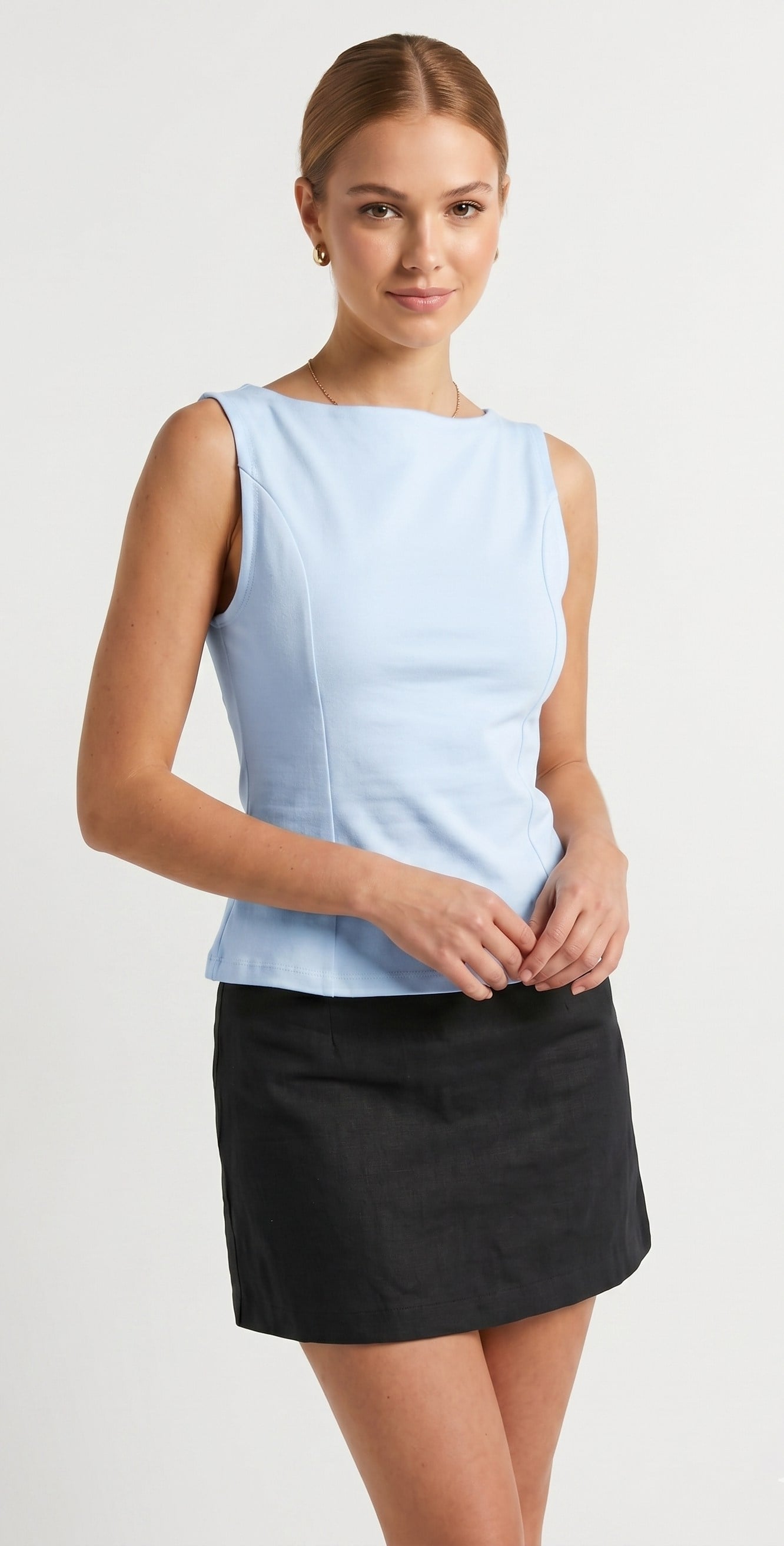 OLIVE-21001 PEPLUM TOP AÇIK MAVİ