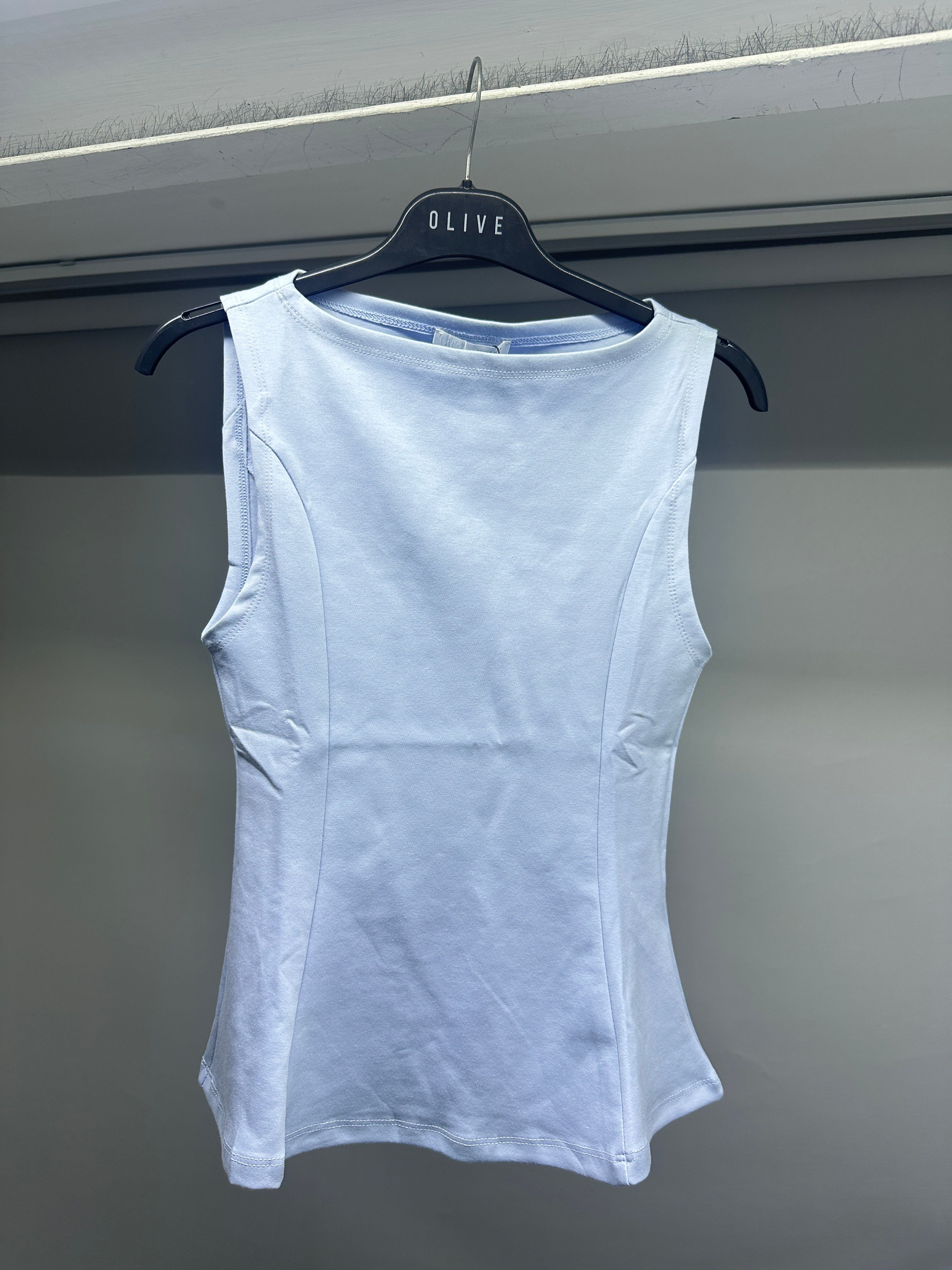 OLIVE-21001 PEPLUM TOP AÇIK MAVİ
