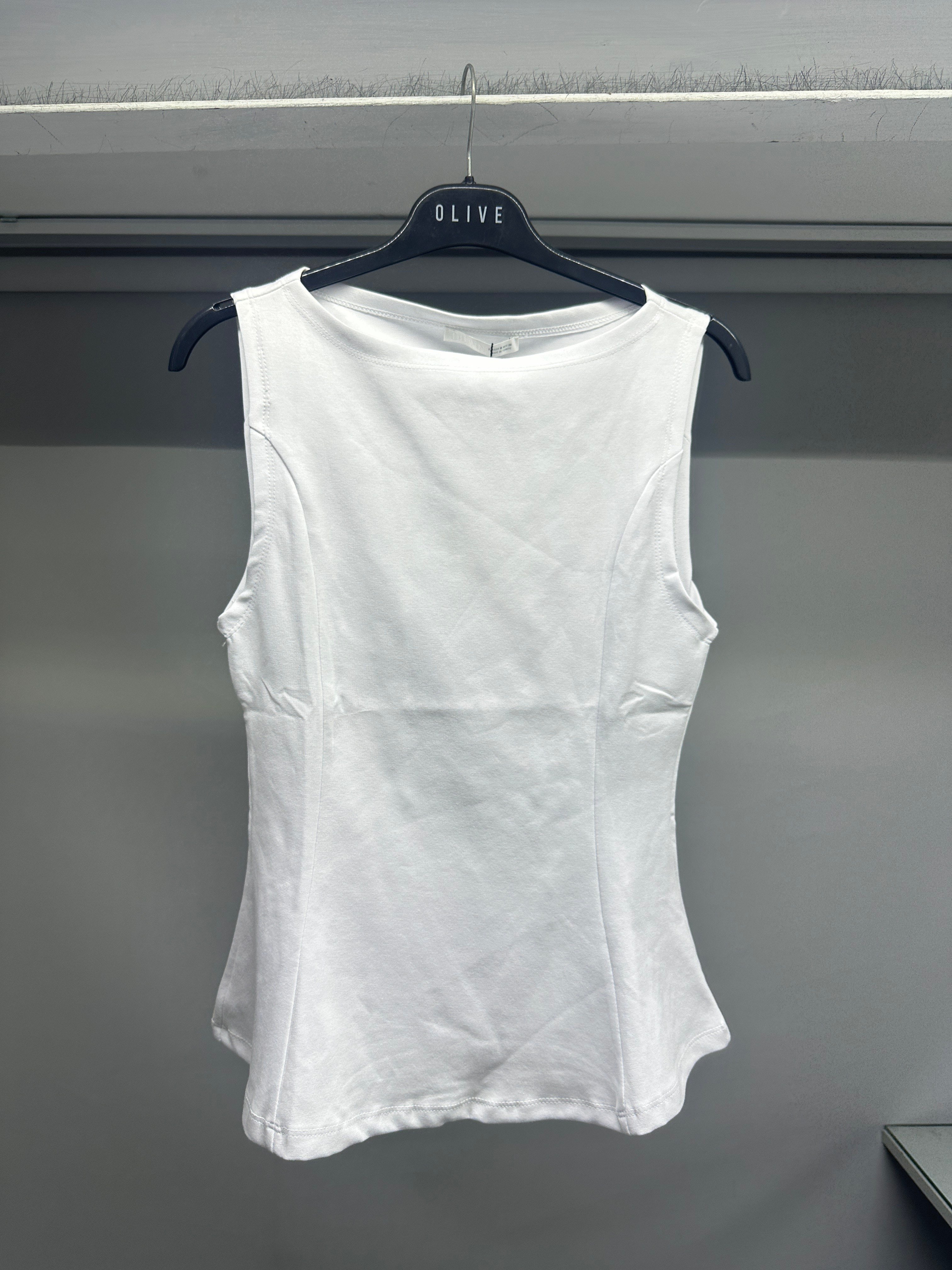 OLIVE-21001 PEPLUM TOP BEYAZ