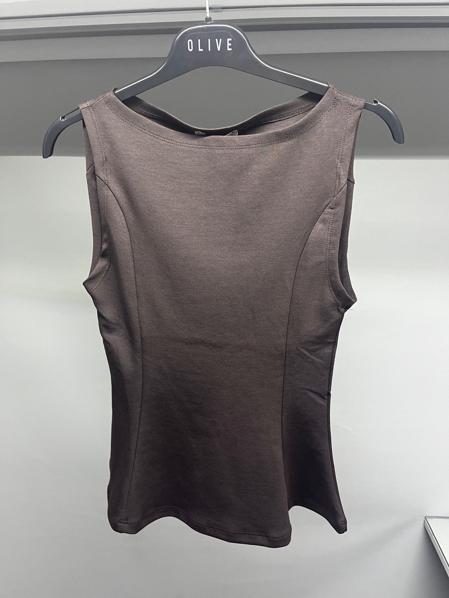 OLIVE-21001 PEPLUM TOP KAHVE
