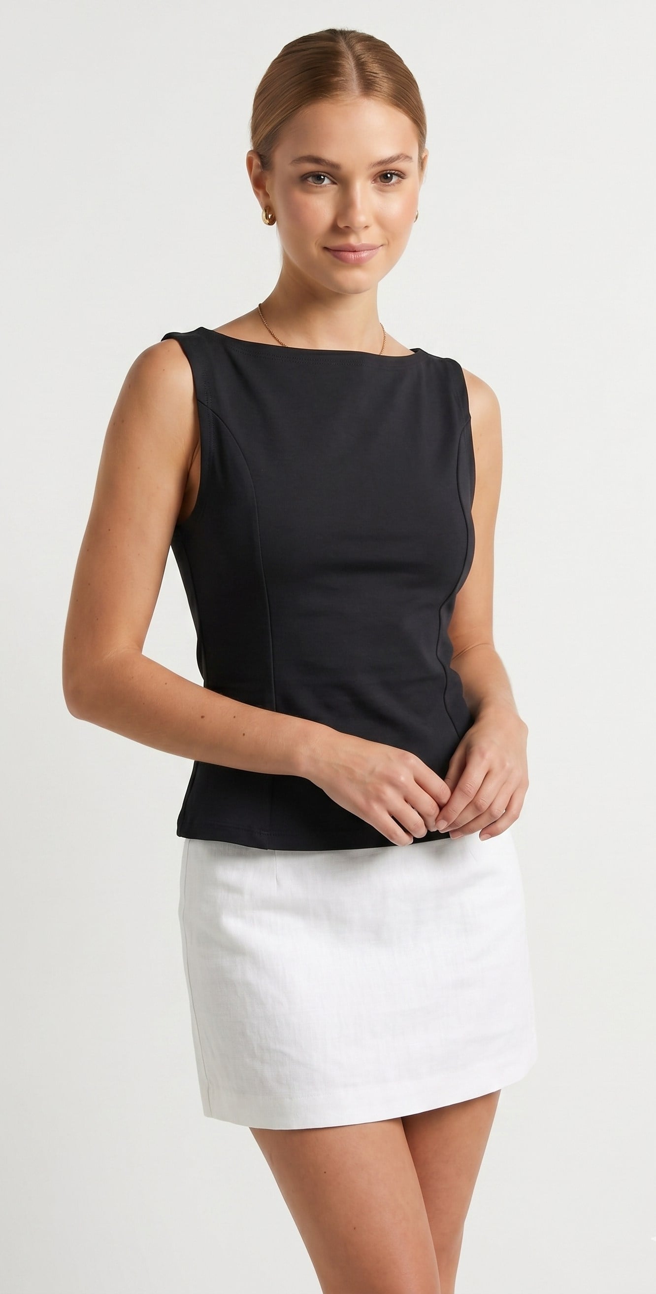 OLIVE-21001 PEPLUM TOP SİYAH
