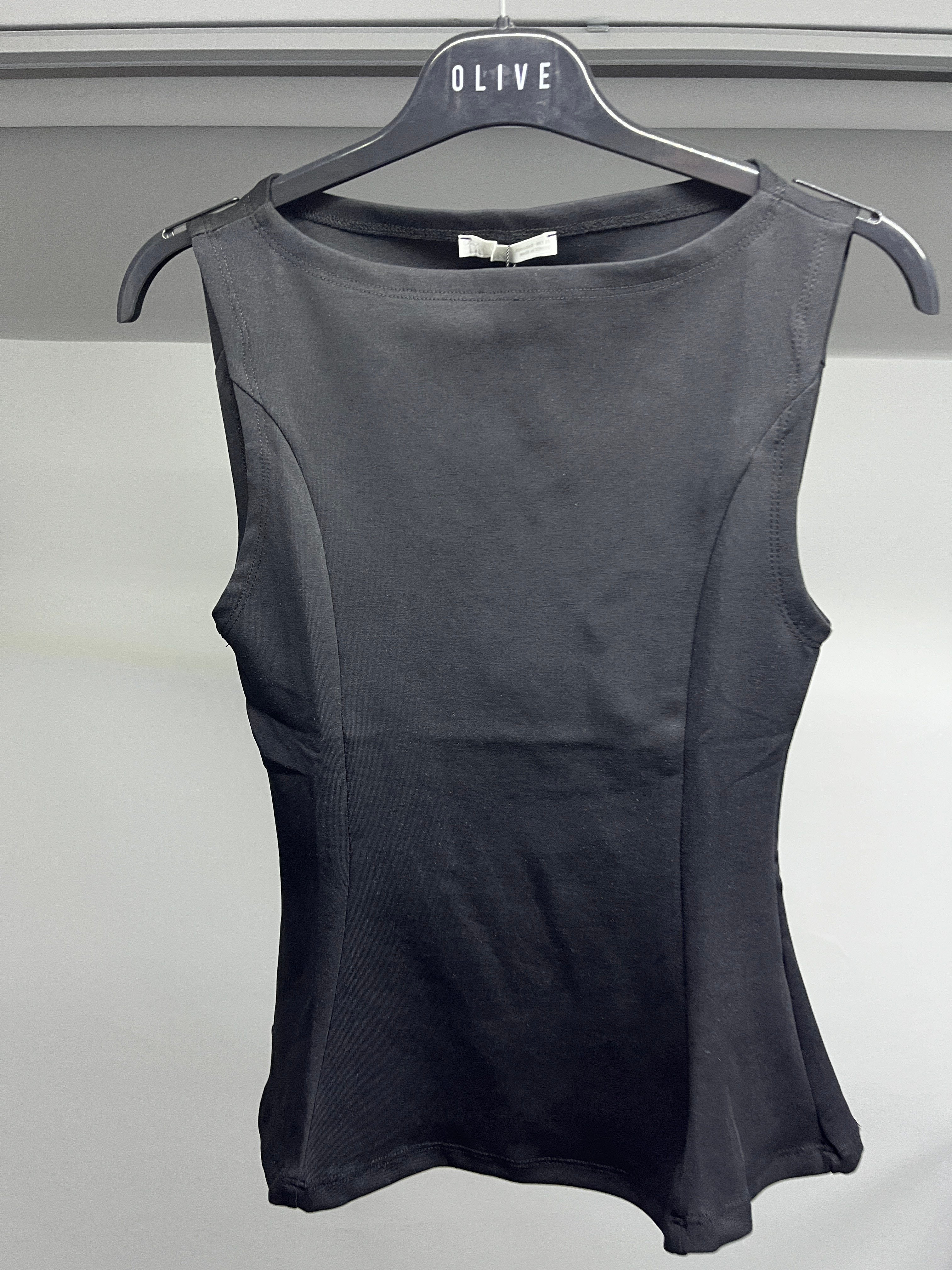 OLIVE-21001 PEPLUM TOP SİYAH