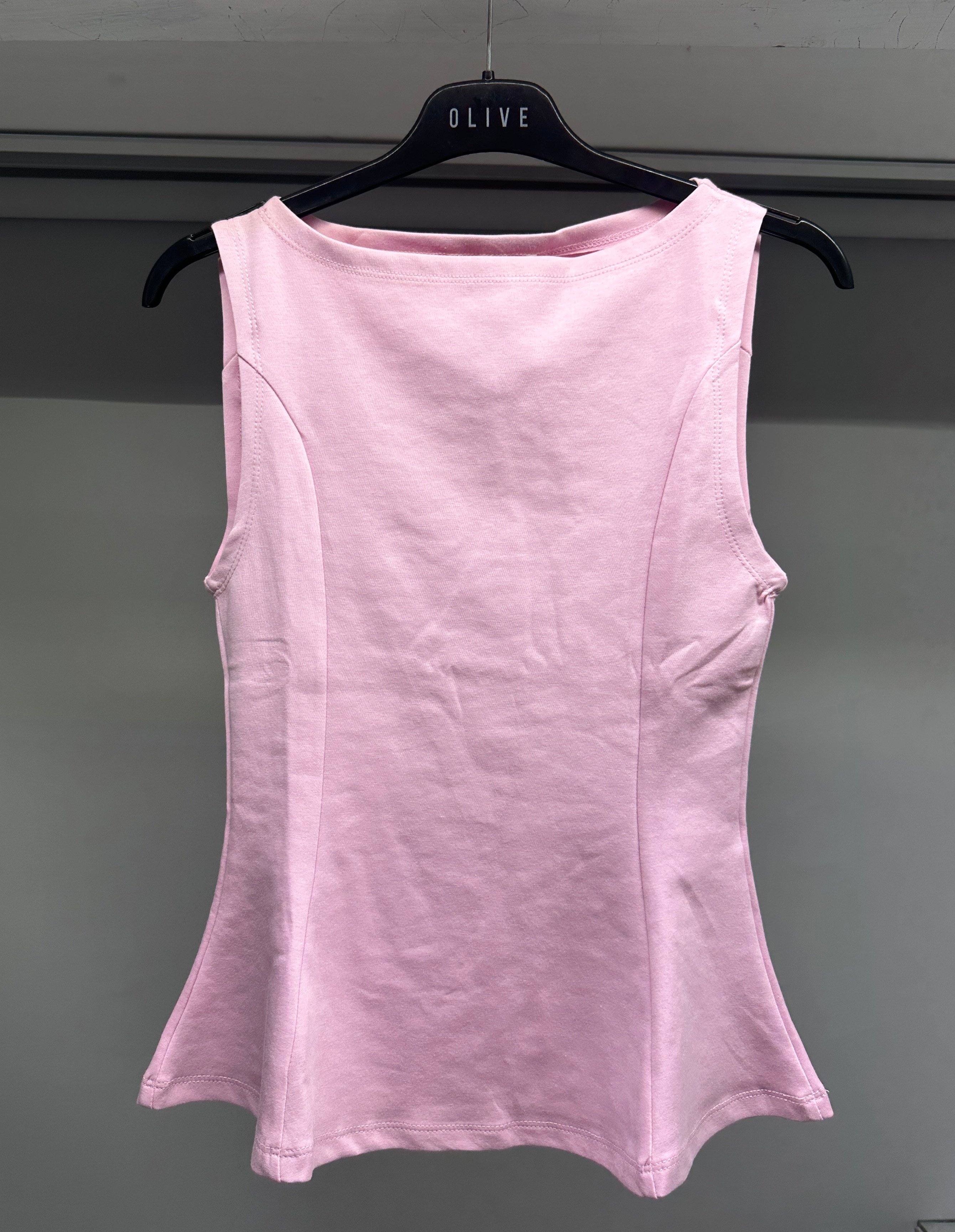 OLIVE-21001 PEPLUM TOP TOZ PEMBE