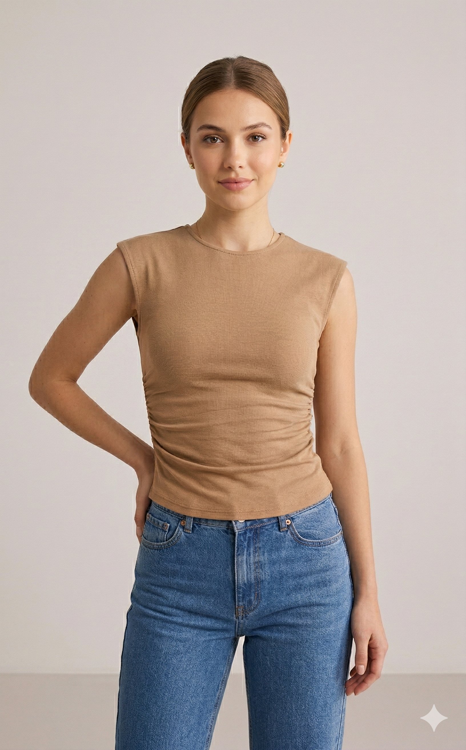 OLIVE-21054 BZG BASIC TSHIRT VİZON