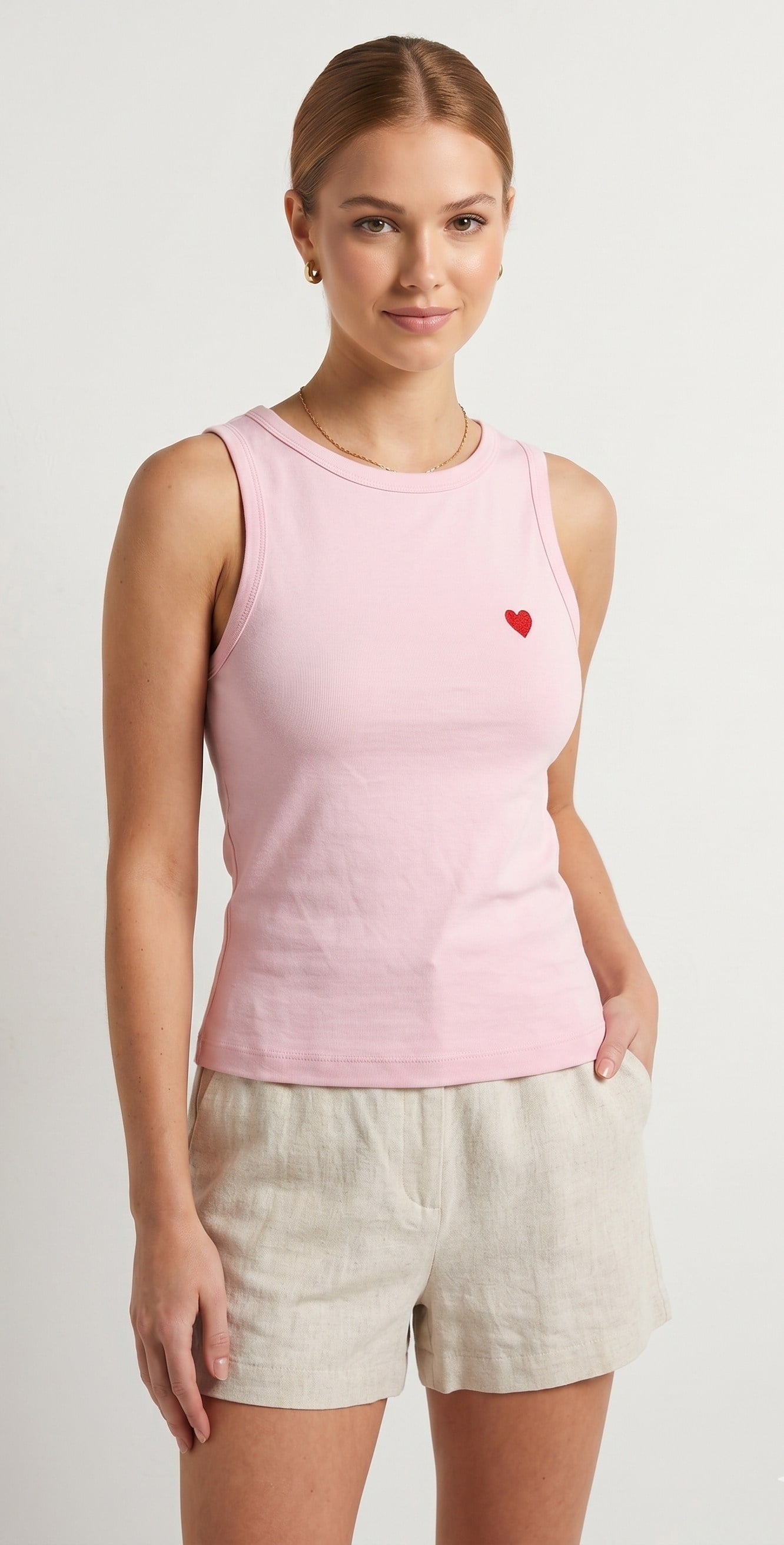 OLIVE-21259 BİSİKLET YAKA TOP TOZ PEMBE