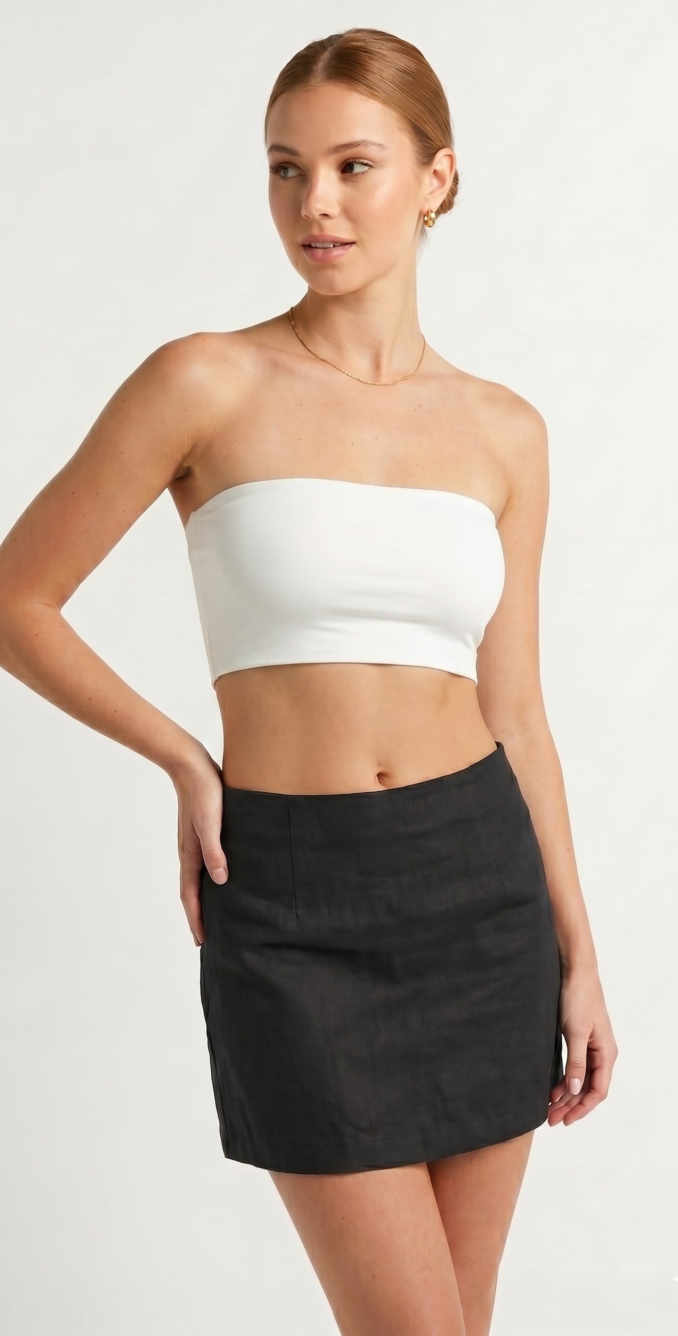 OLIVE-23369 STRAPLEZ CROP BEYAZ
