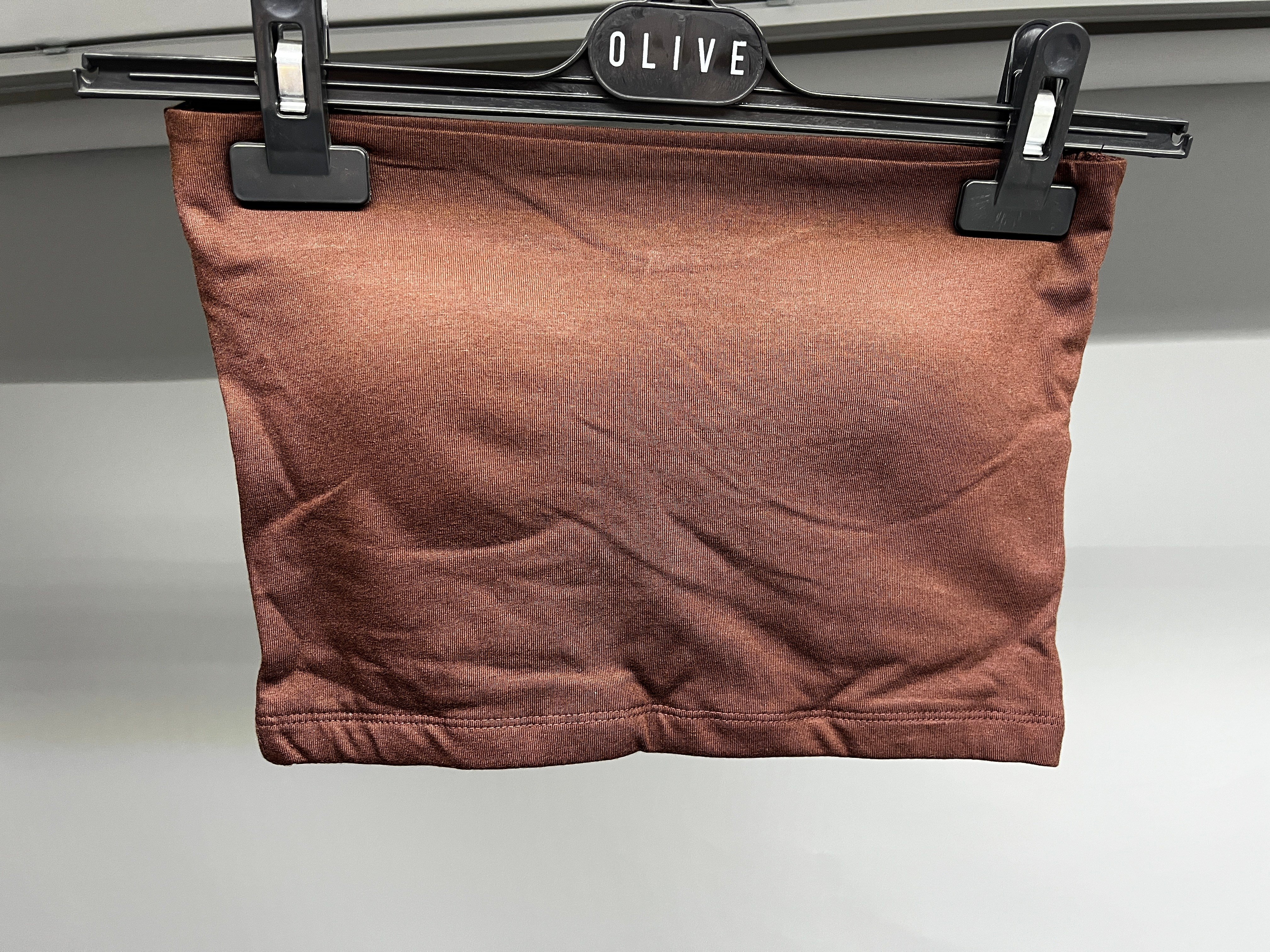 OLIVE-23369 STRAPLEZ CROP KAHVE