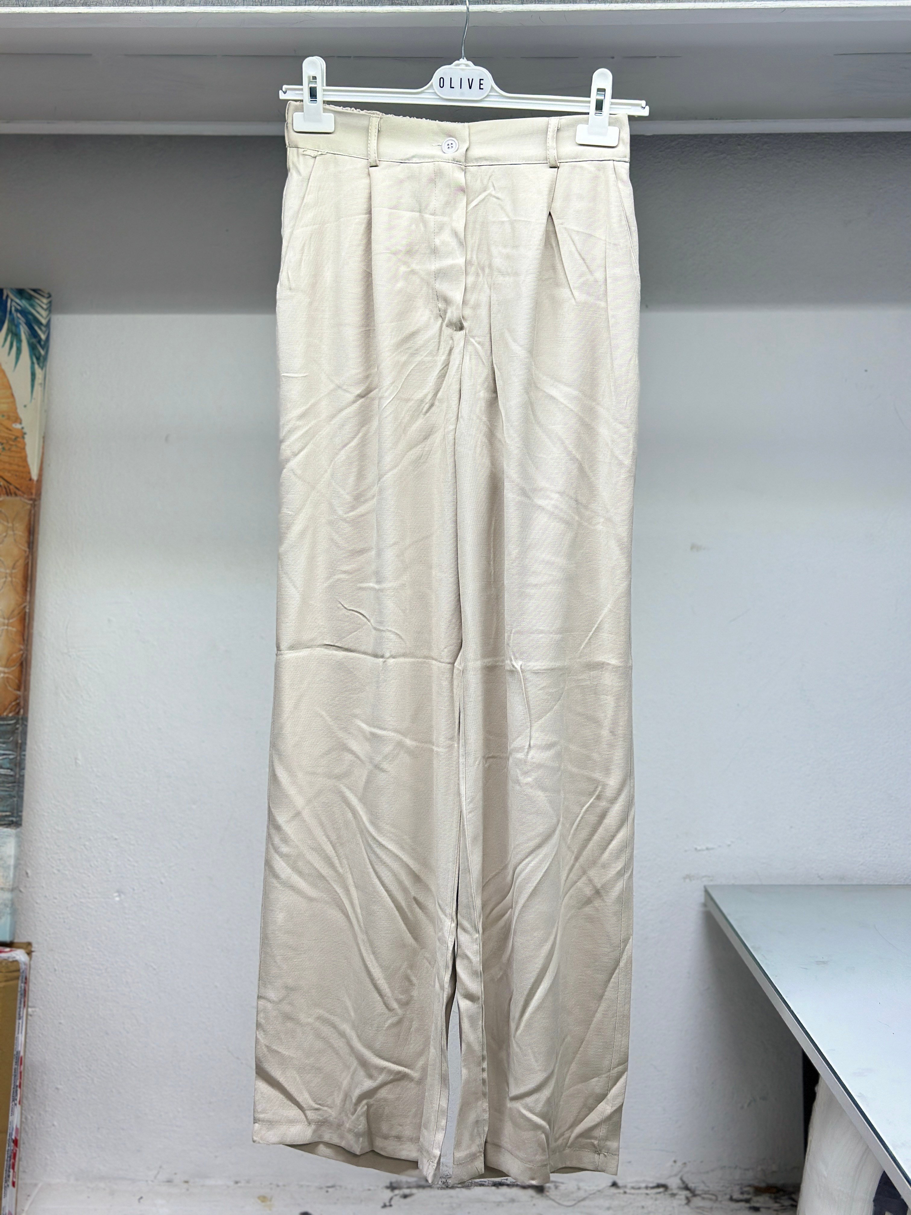 OLIVE-2371 TENSEL PANTOLON BEJ