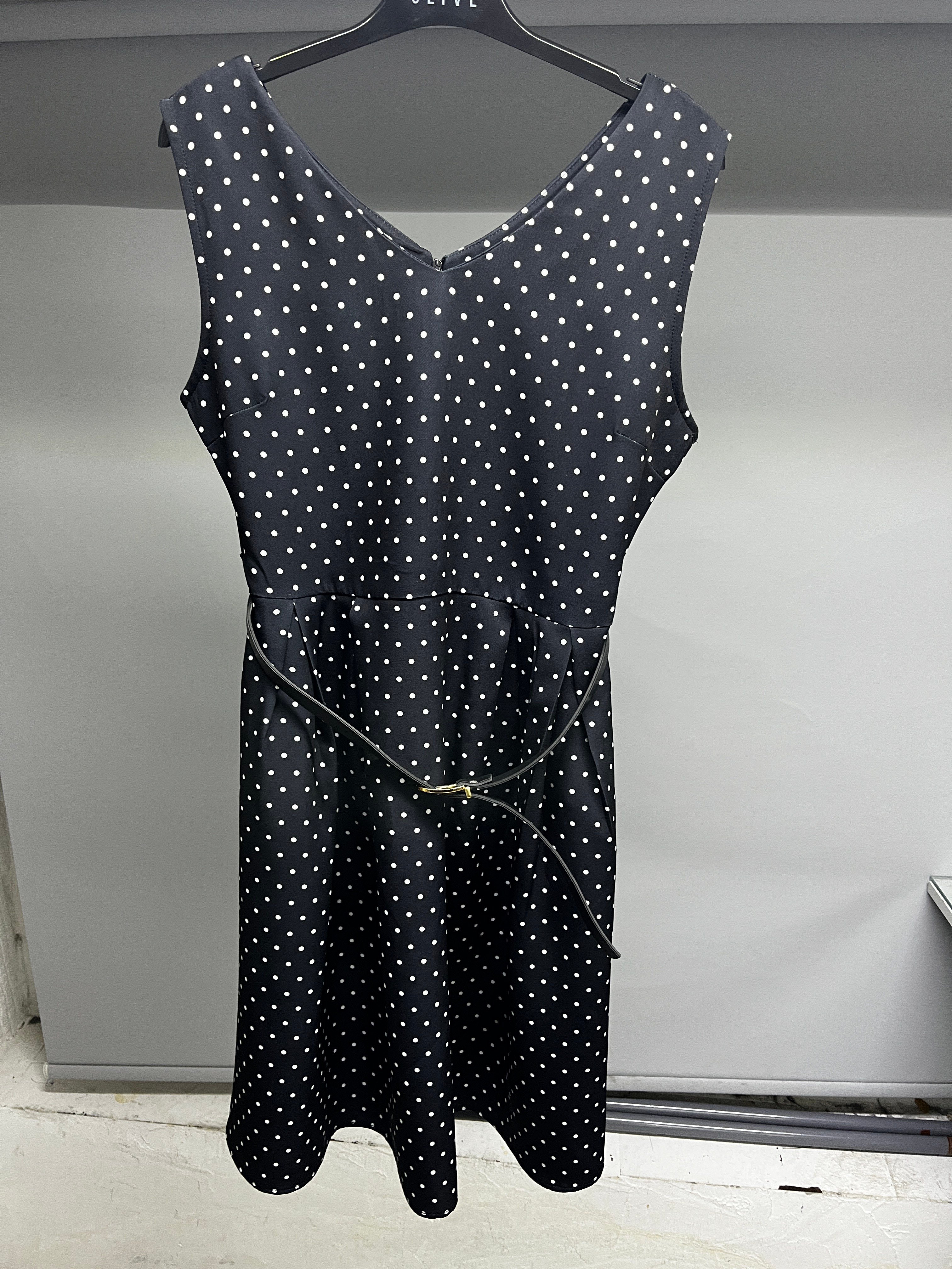 OLIVE-2606 PUANTİYE ELBİSE SİYAH