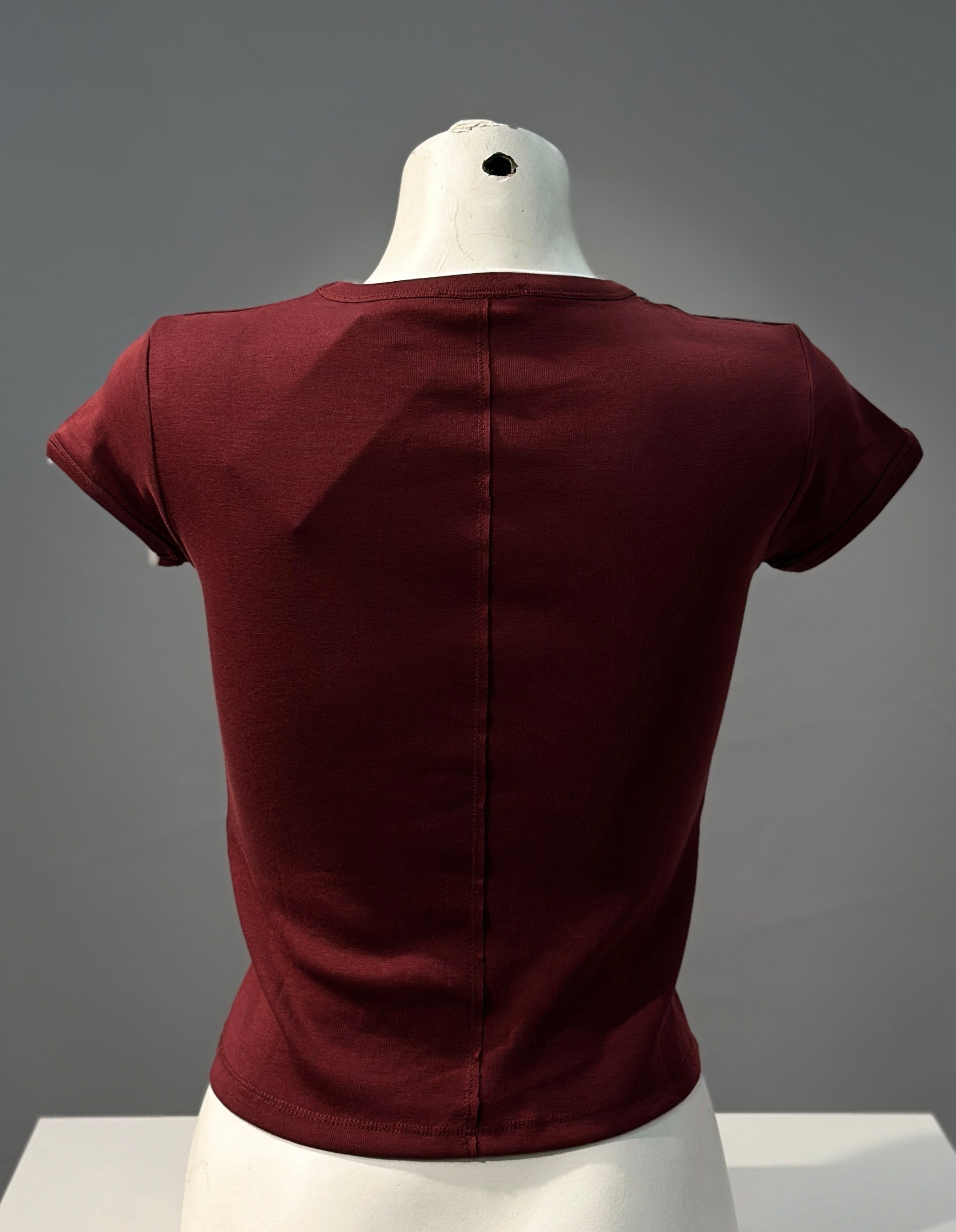 OLIVE-31750 KONTRAST TSHIRT AÇIK BORDO