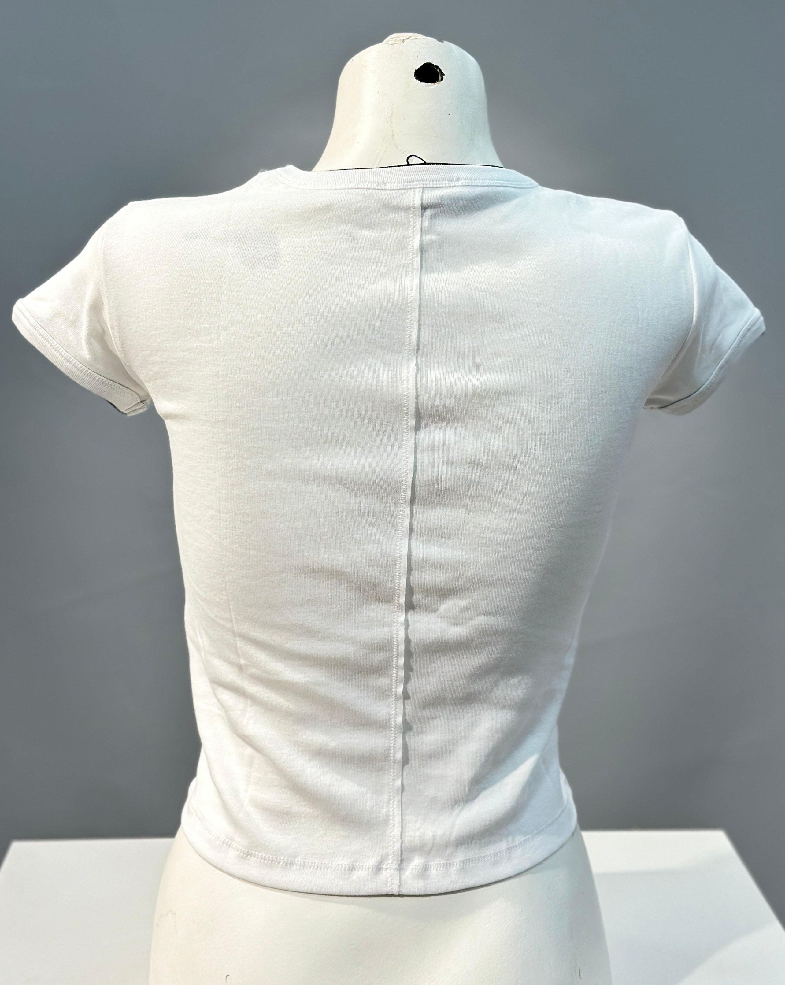 OLIVE-31750 KONTRAST TSHIRT BEYAZ