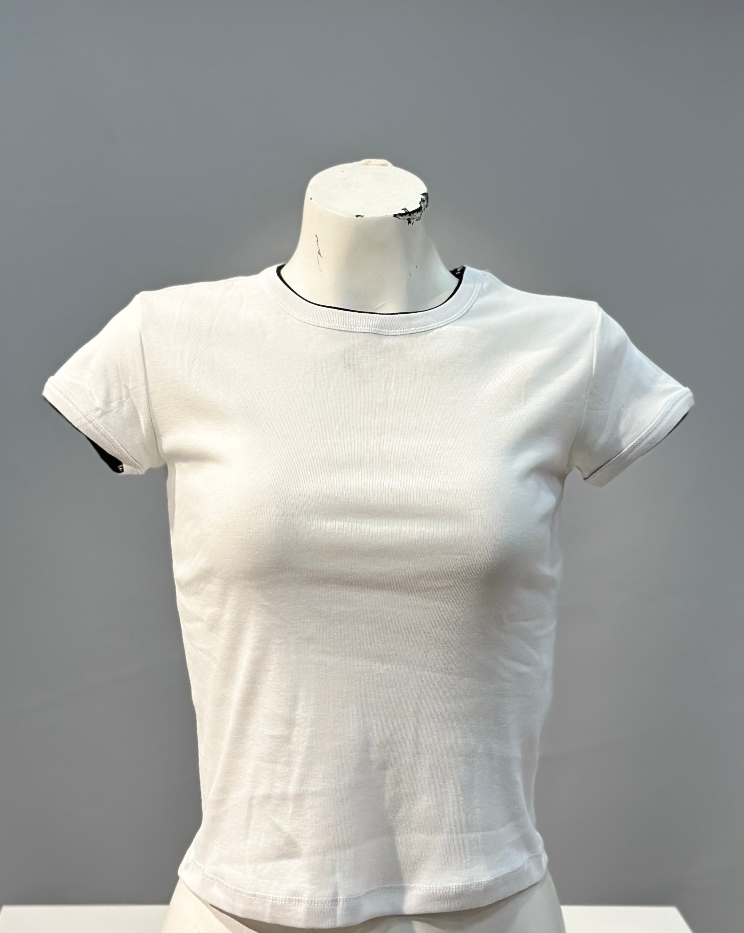 OLIVE-31750 KONTRAST TSHIRT BEYAZ