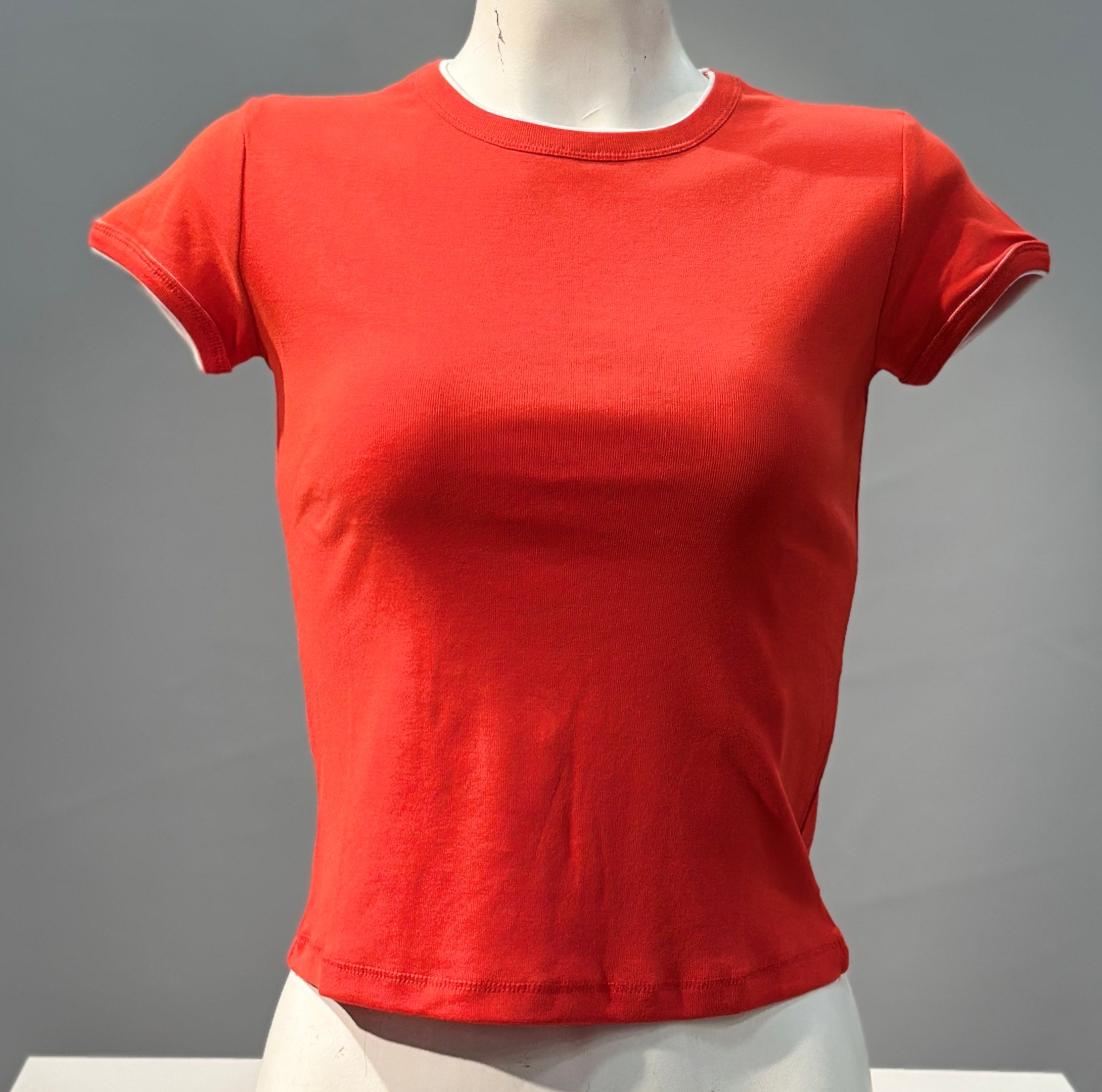 OLIVE-31750 KONTRAST TSHIRT KIRMIZI