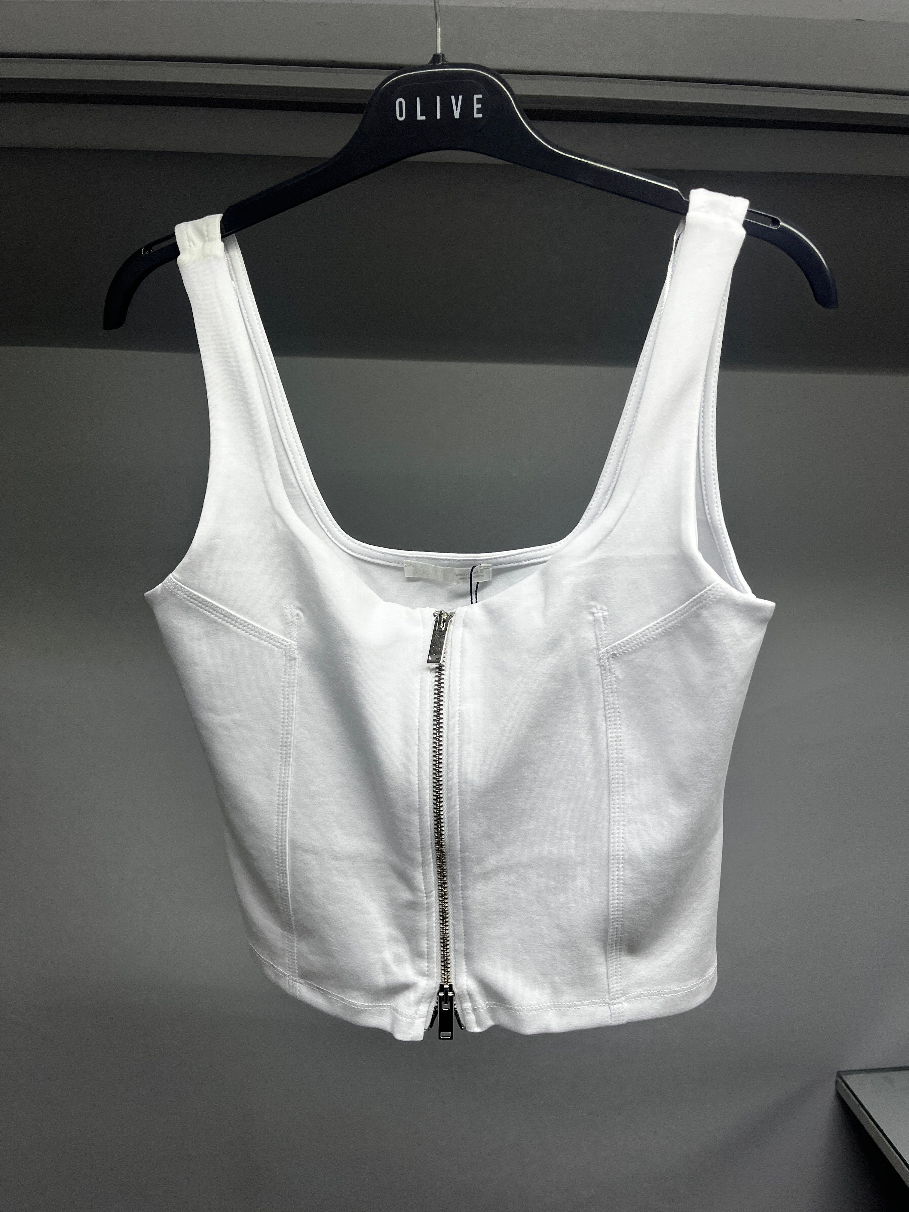 OLIVE-31978 FERUMUAR TOP BEYAZ