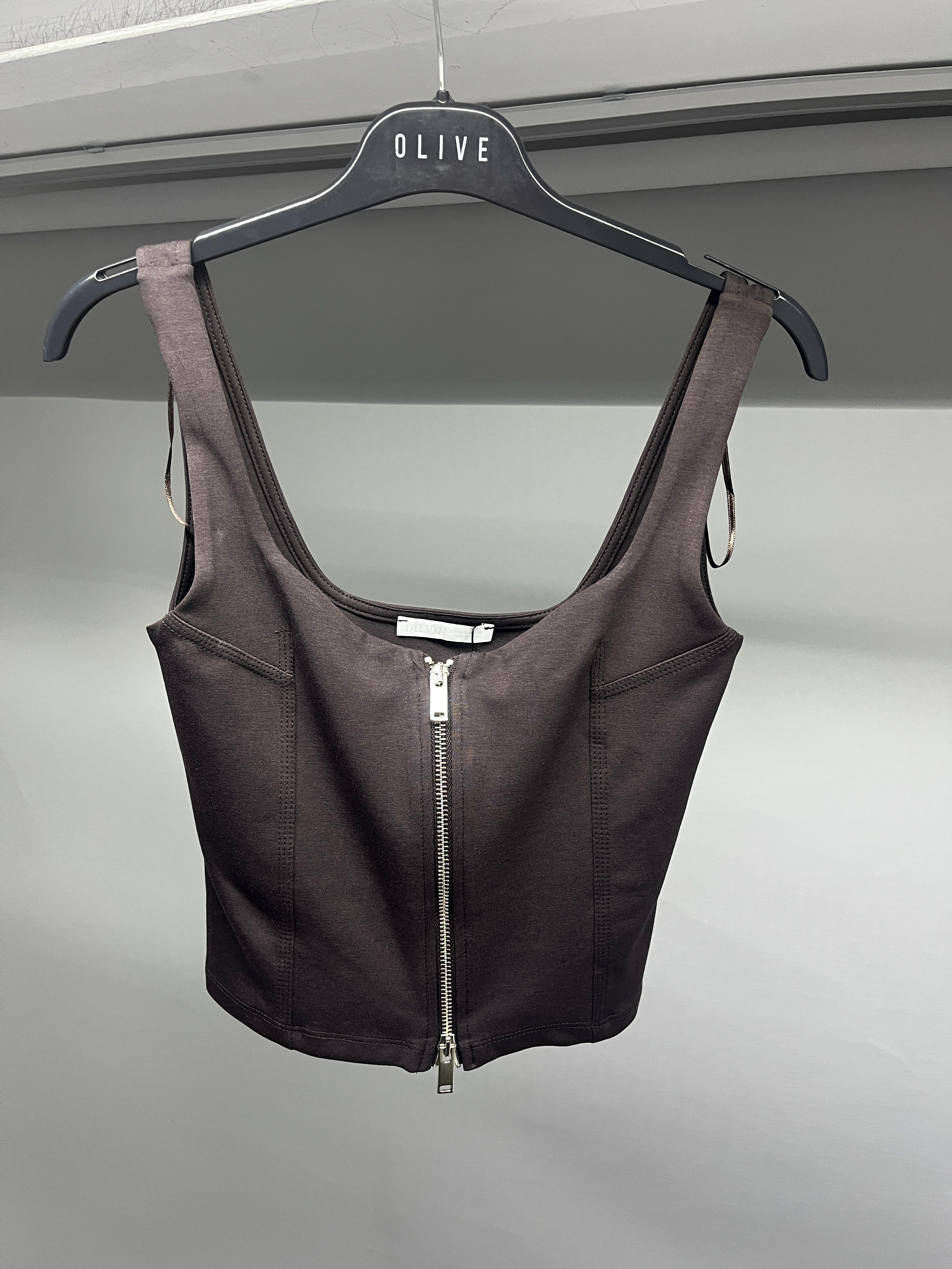 OLIVE-31978 FERUMUAR TOP KAHVE
