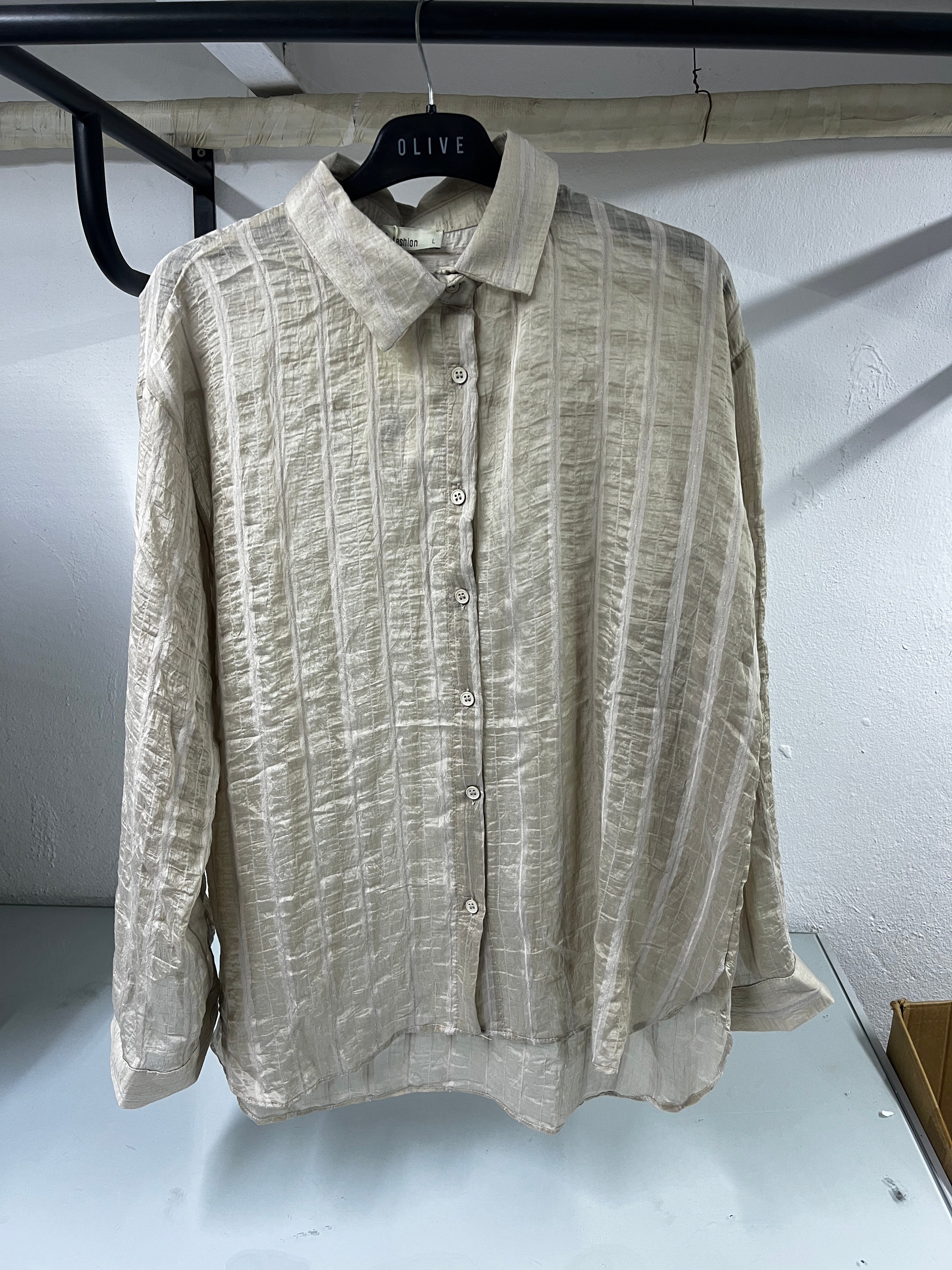 OLIVE-3225 OVERSIZE GÖMLEK BEJ