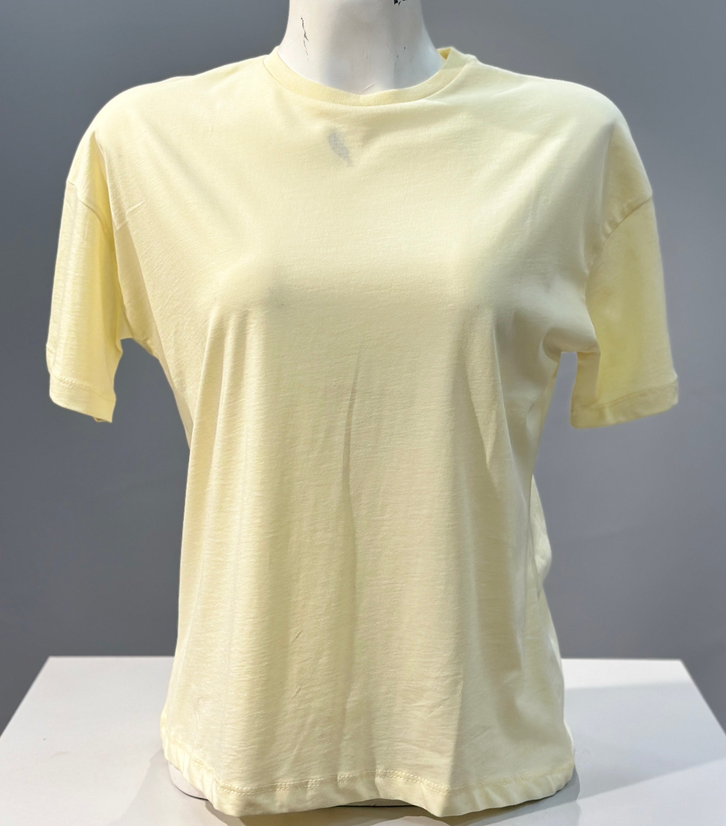 OLIVE-3683 BASIC TSHIRT AÇIK SARI