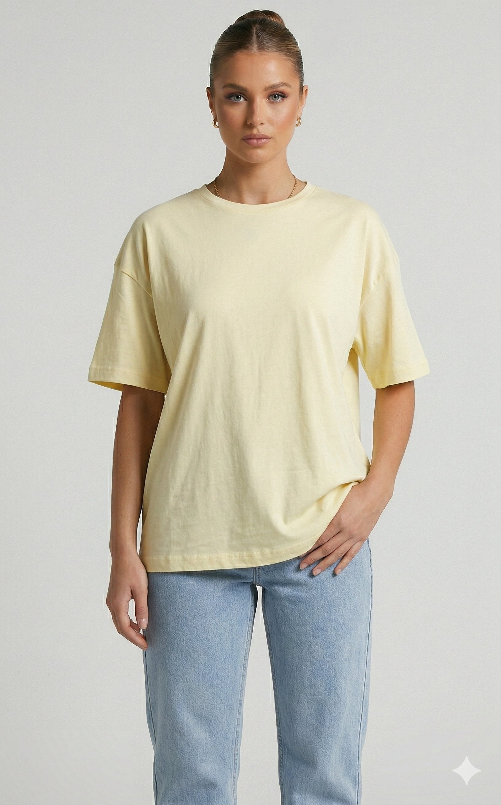 OLIVE-3683 BASIC TSHIRT AÇIK SARI