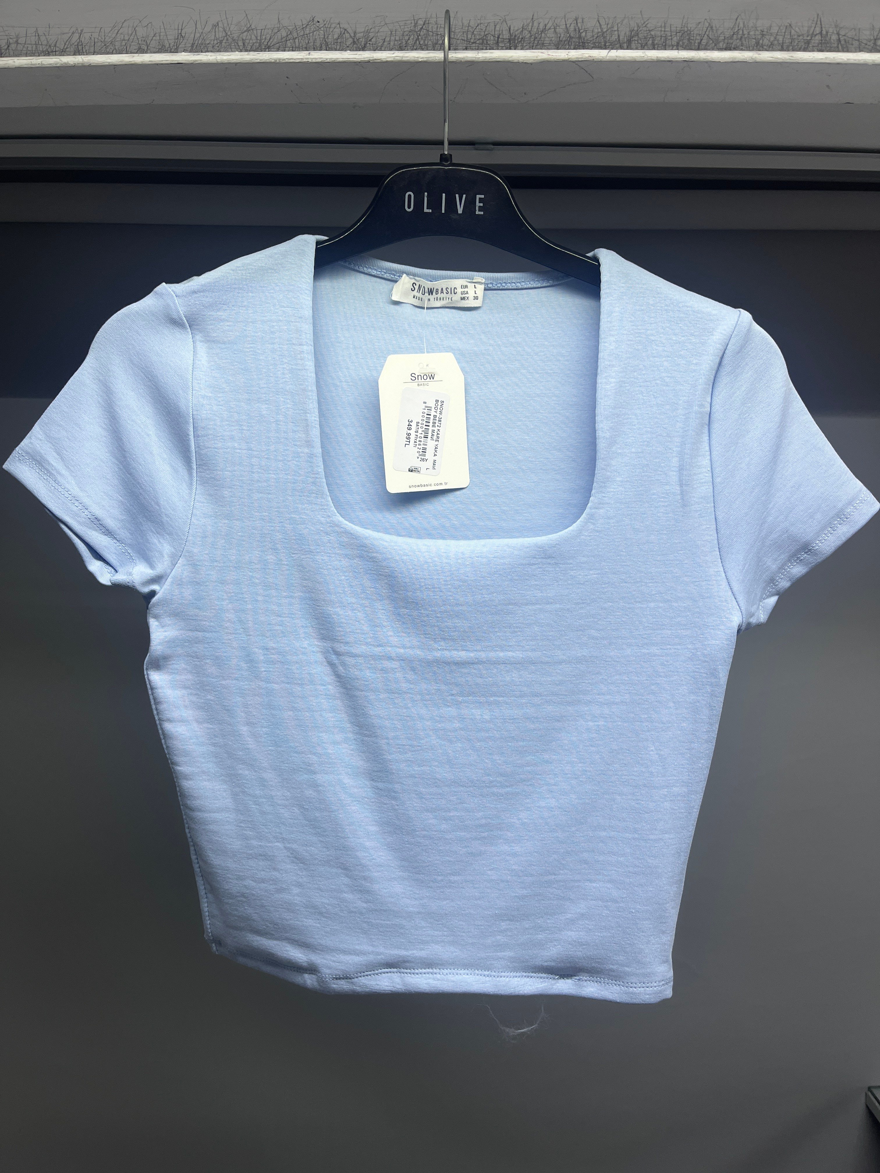 OLIVE-3872 KARE YAKA BODY BEBE MAVİ