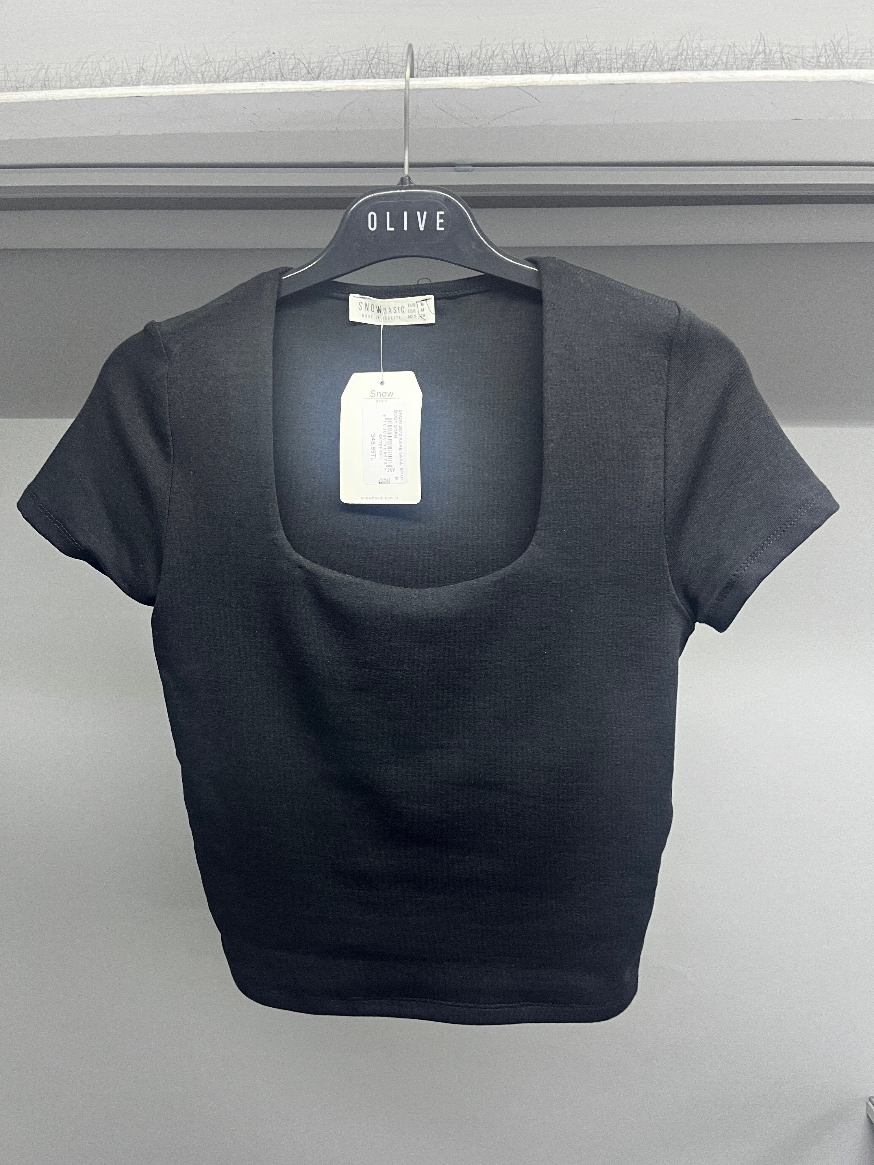 OLIVE-3872 KARE YAKA BODY SİYAH