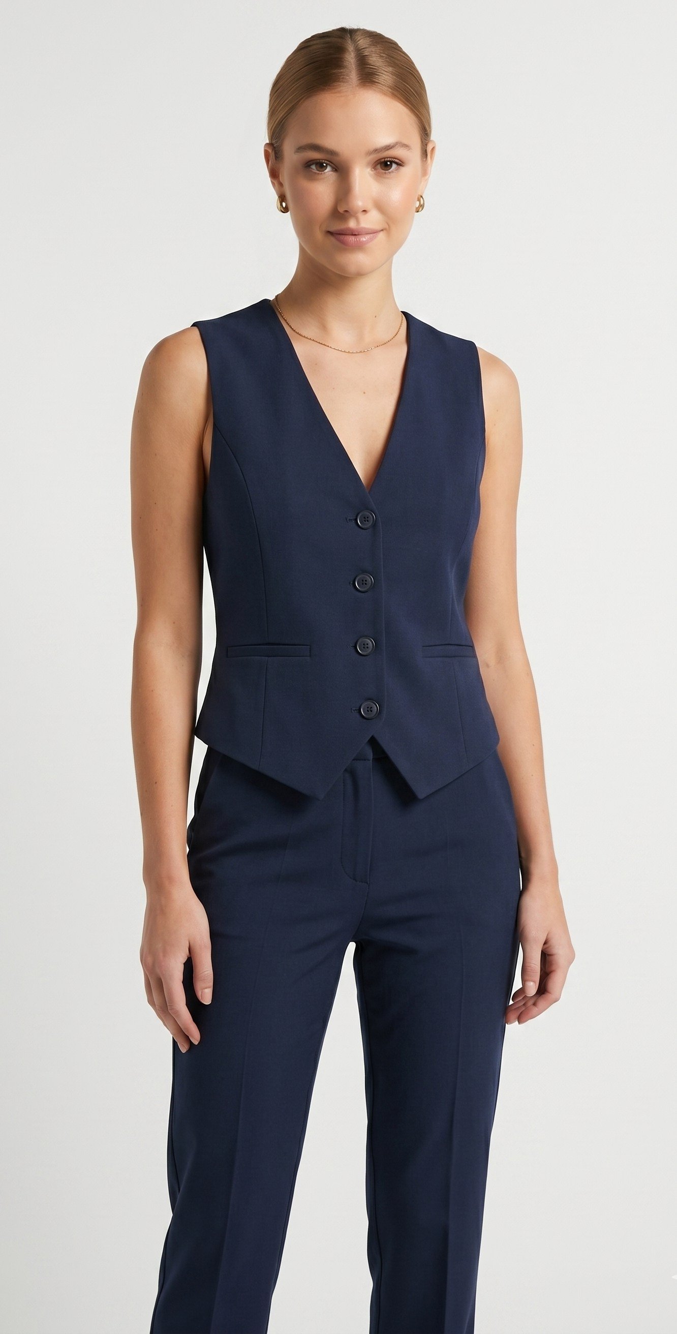OLIVE-3953 PLVSK YELEK LACİVERT